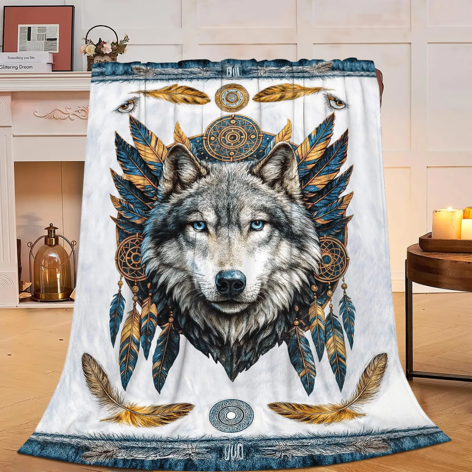 Wolf Blanket Super Soft Warm Fluffy Fleece Flannel Animal Throw Blanket Cozy Fuzzy Plush Stuff Bedding Blankets Gifts for Women Kids Boys Girls Adults 50"X40"