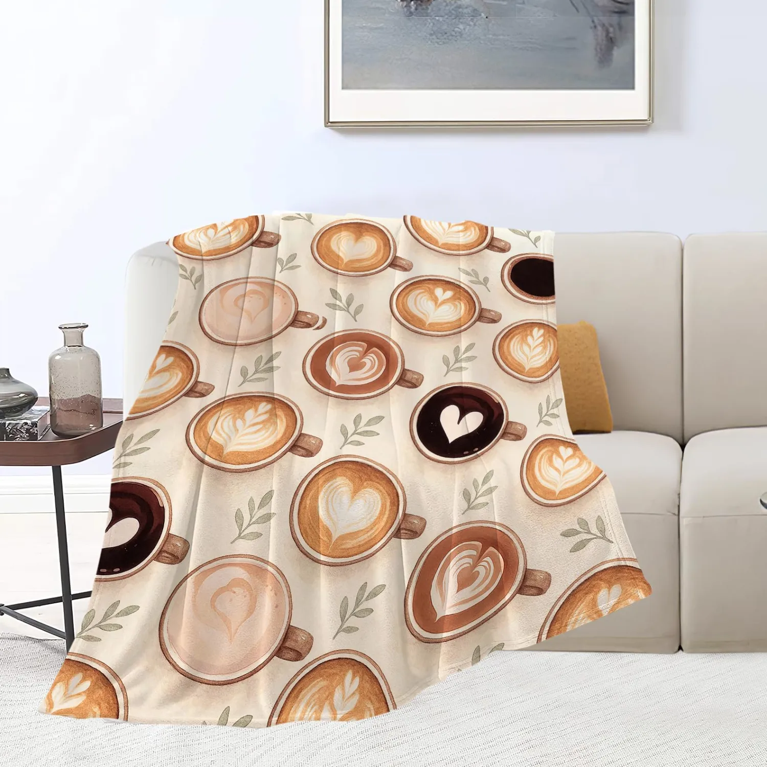 Coffee Blanket Super Soft Warm Fluffy Fleece Flannel Drink Throw Blanket Cozy Fuzzy Plush Stuff Bedding Blankets Gifts for Women Kids Boys Girls Adults 50"X40"