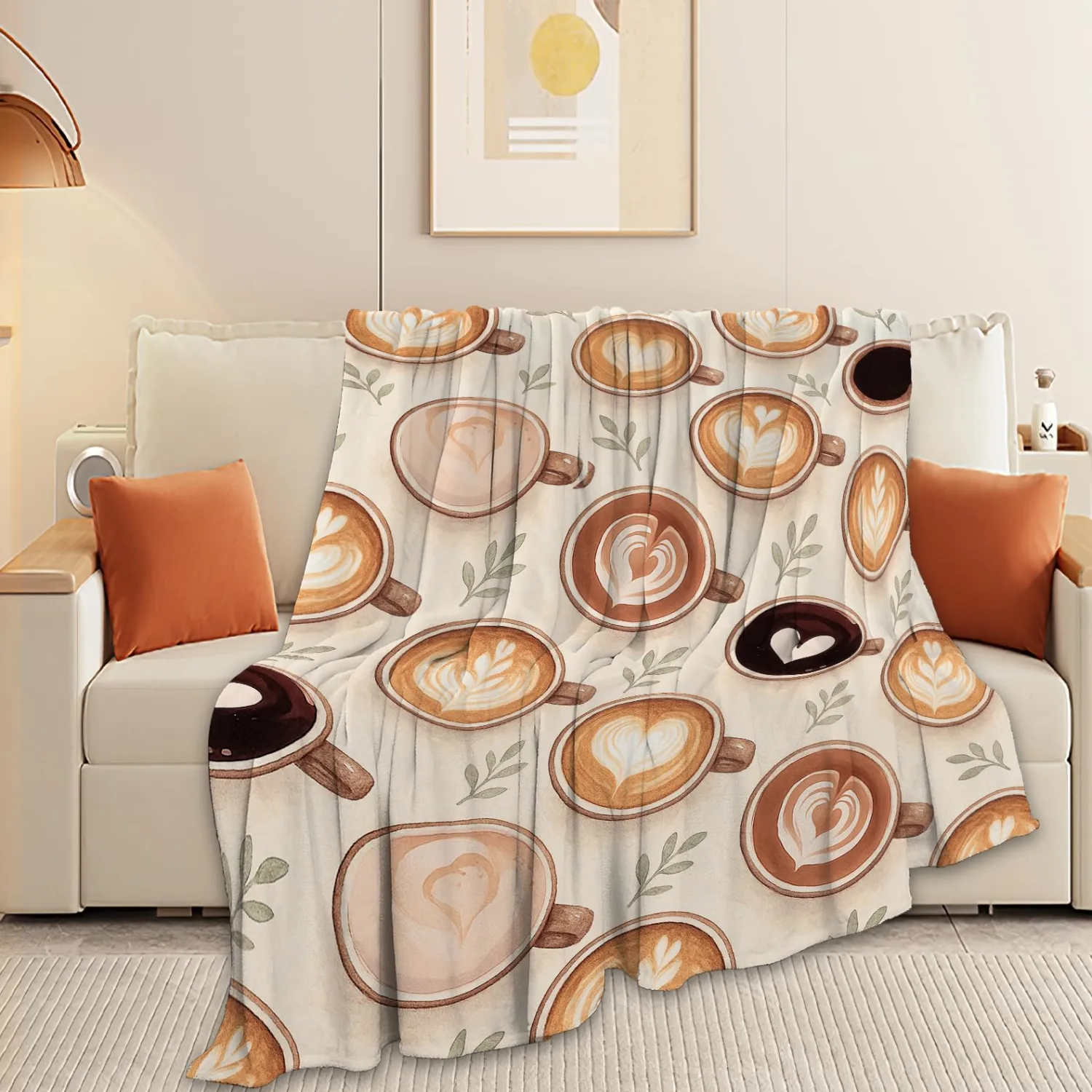 Coffee Blanket Super Soft Warm Fluffy Fleece Flannel Drink Throw Blanket Cozy Fuzzy Plush Stuff Bedding Blankets Gifts for Women Kids Boys Girls Adults 50"X40"