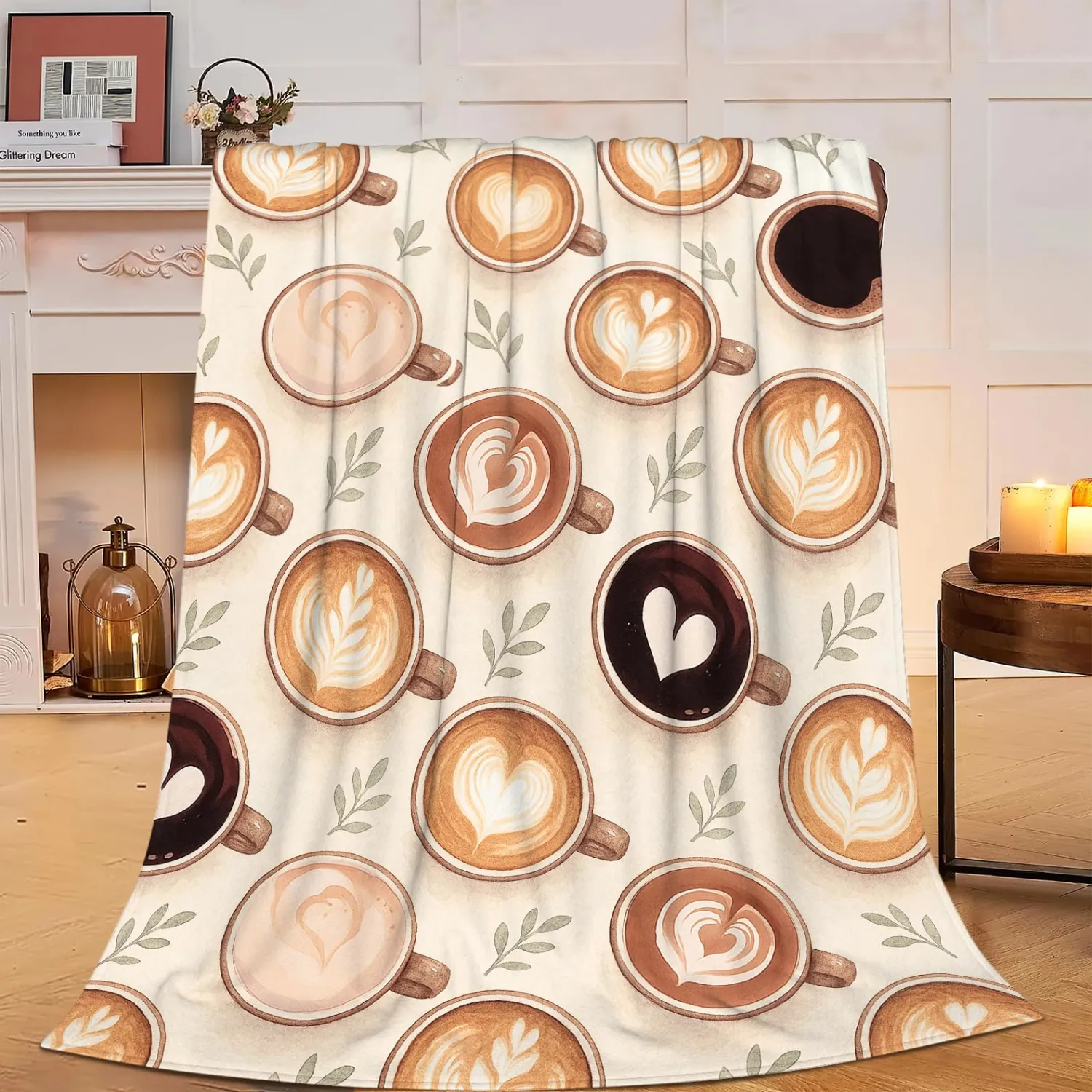 Coffee Blanket Super Soft Warm Fluffy Fleece Flannel Drink Throw Blanket Cozy Fuzzy Plush Stuff Bedding Blankets Gifts for Women Kids Boys Girls Adults 50"X40"