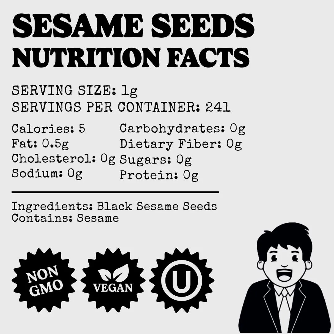 Premium Black Sesame Seeds 8.5oz - for Sushi, Tuna, Stir Fry, Bread, Poke Bowls - Kosher, Gluten Free, Rich in Sesame Oil - Ideal for Toasting, Cooking, Baking Bakers Club