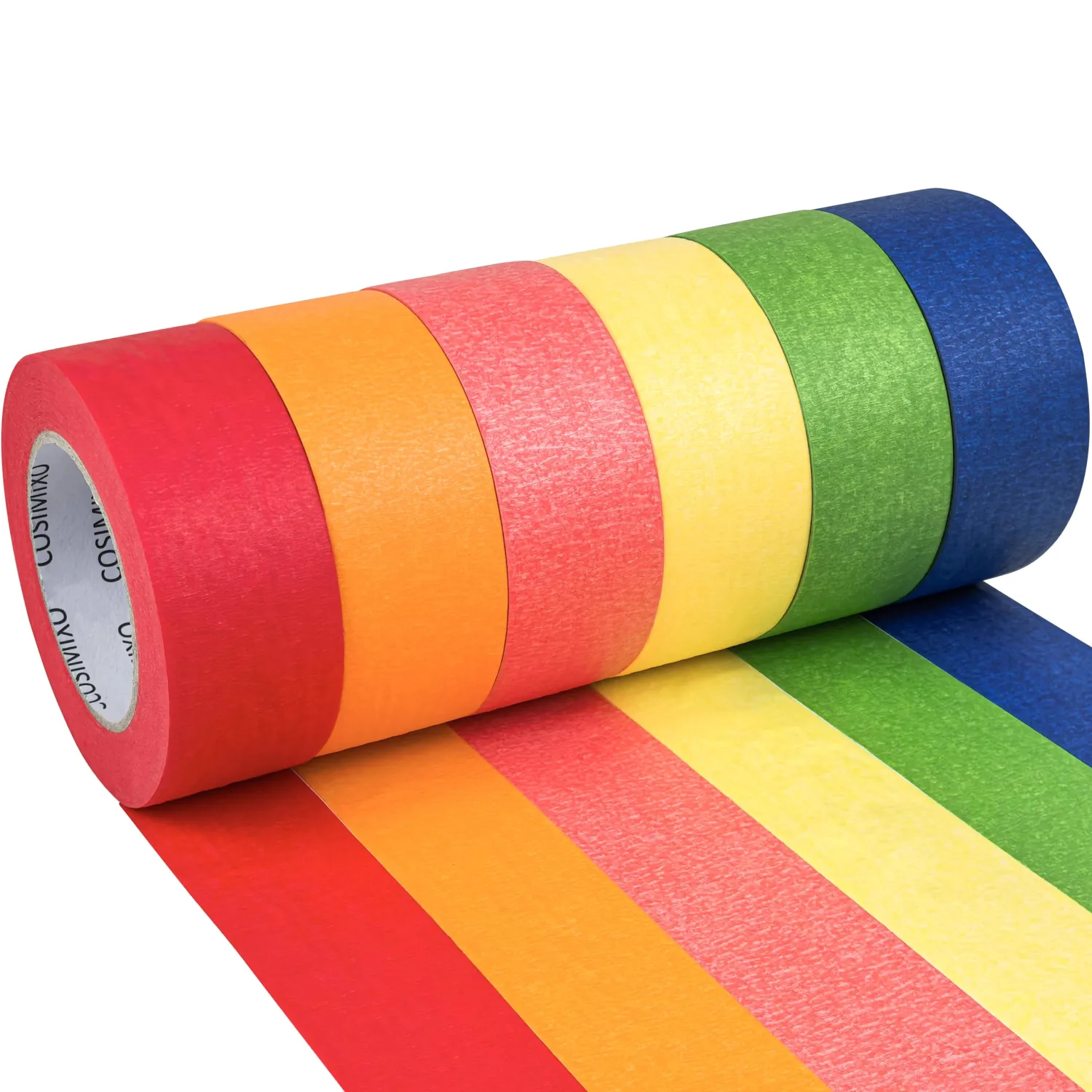 COSIMIXO Colored Masking Tape 1.88 inches x 60 Yards,Rainbow Colors Painters Tape 6 Rolls Colorful Painters Tape for Painting, Arts & Crafts, Labeling, Residue-Free Removal, Easy Hand-Tear