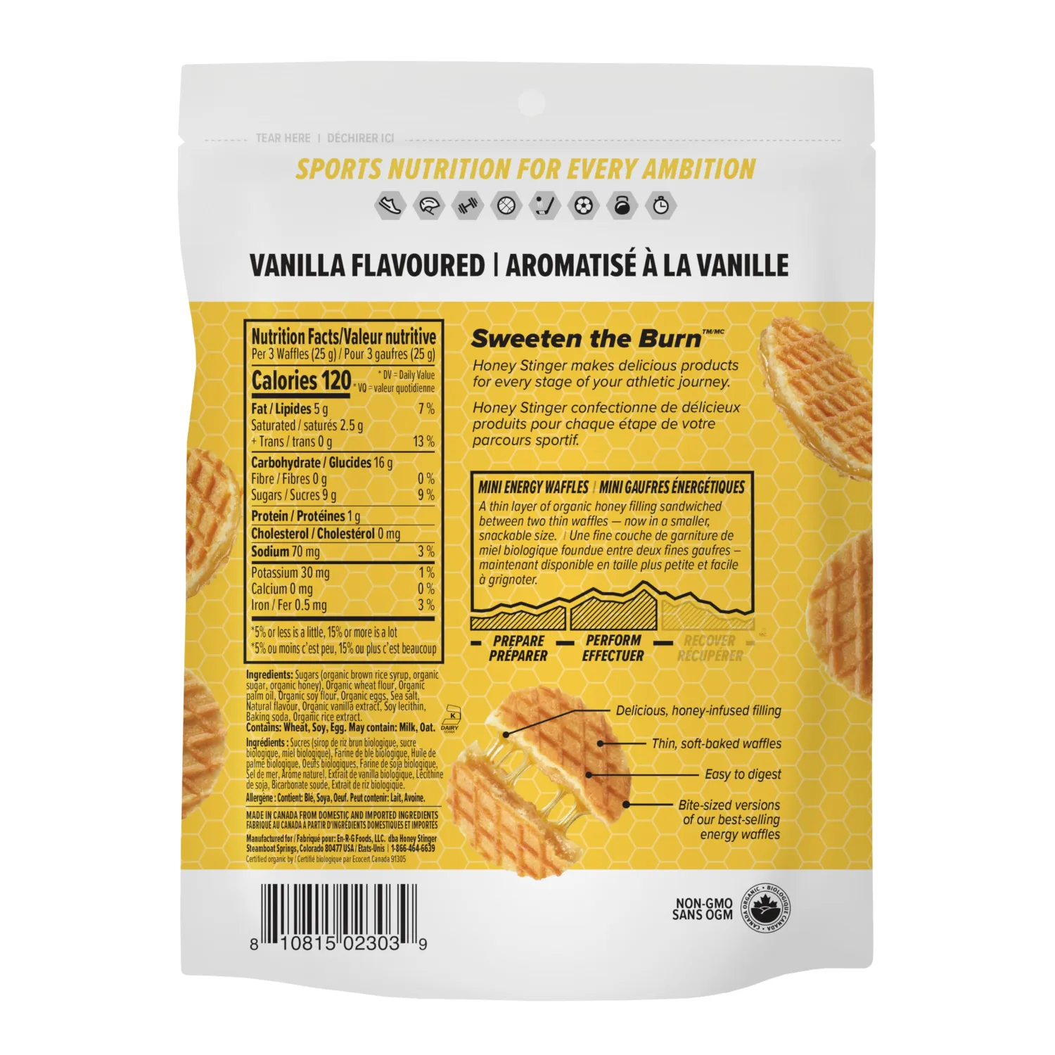 Honey Stinger Organic Mini Vanilla Waffles,Energy Stroopwafel for Exercise,Endurance and Performance,Sports Nutrition for Home & Gym,Pre and Post Workout,1 Bag,5.3 Ounce,(Pack of 2)