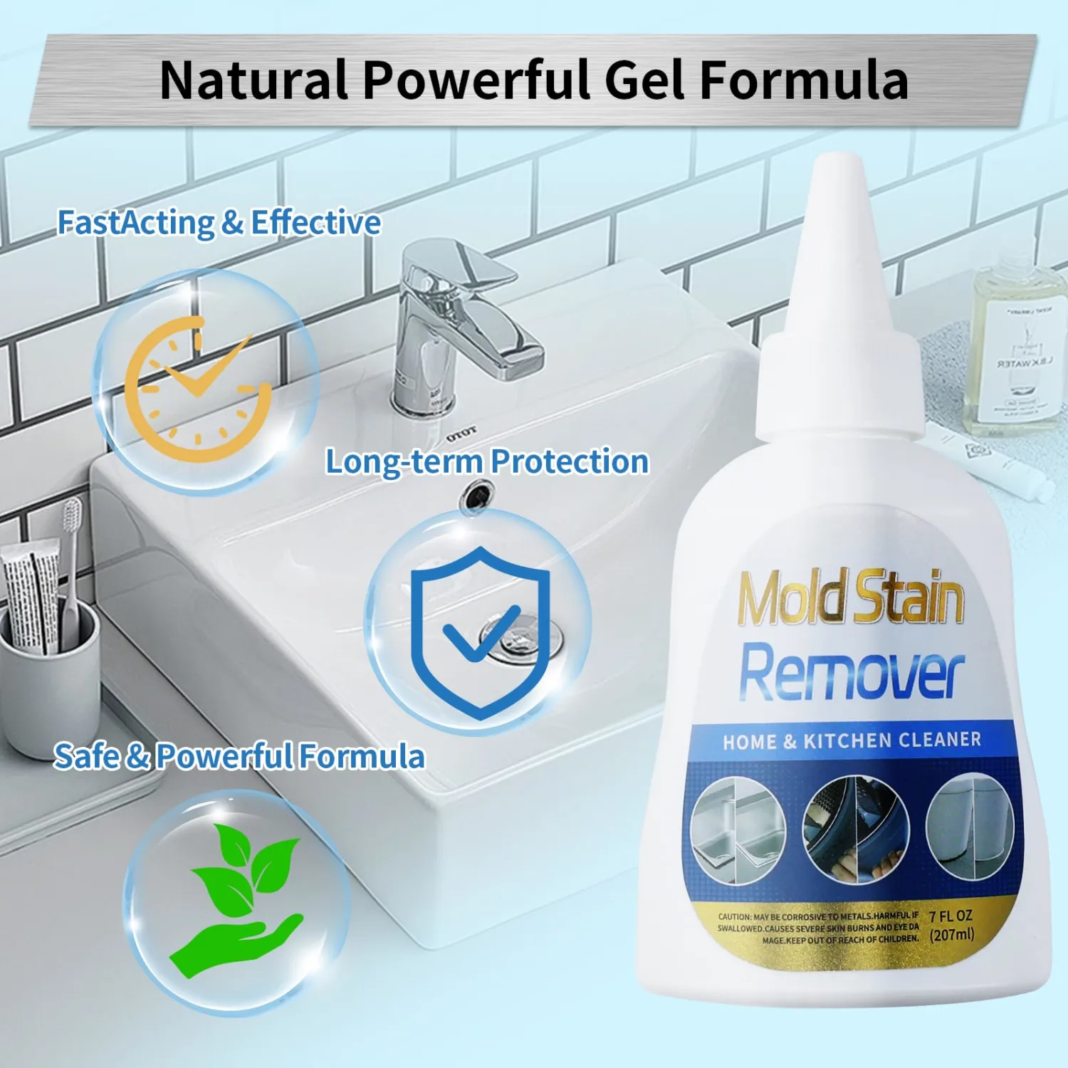 Washing Machine Cleaner, Multi Home Stain Cleaning Gel, Heavy Duty Stain Cleaner for Washing Machine, Refrigerator Strips, Bathroom Grout, Sink, Shower, Caulk, and Front Loader Seal (7 fl oz)