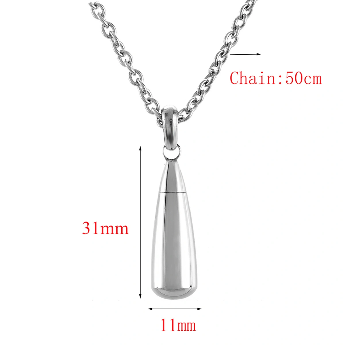 Stainless Steel Drop-shaped Openable Pendant Necklace