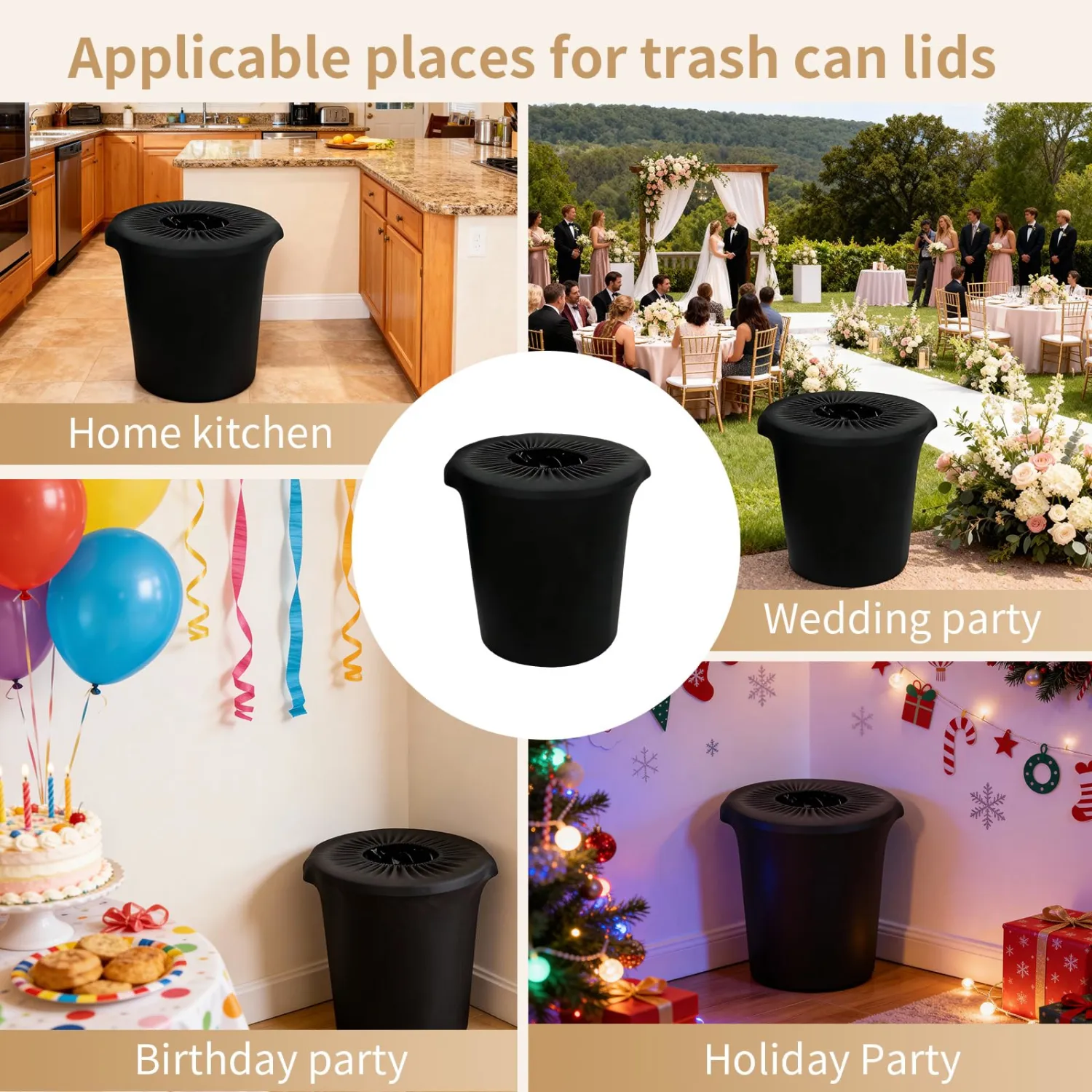 32 Gallon Trash Can Covers Outdoor Stretch Trash Can Spandex Trash Bin Cover for Outside Wedding for Home Kitchen Office Party Events Home Patio Garden BBQ 1 Piece