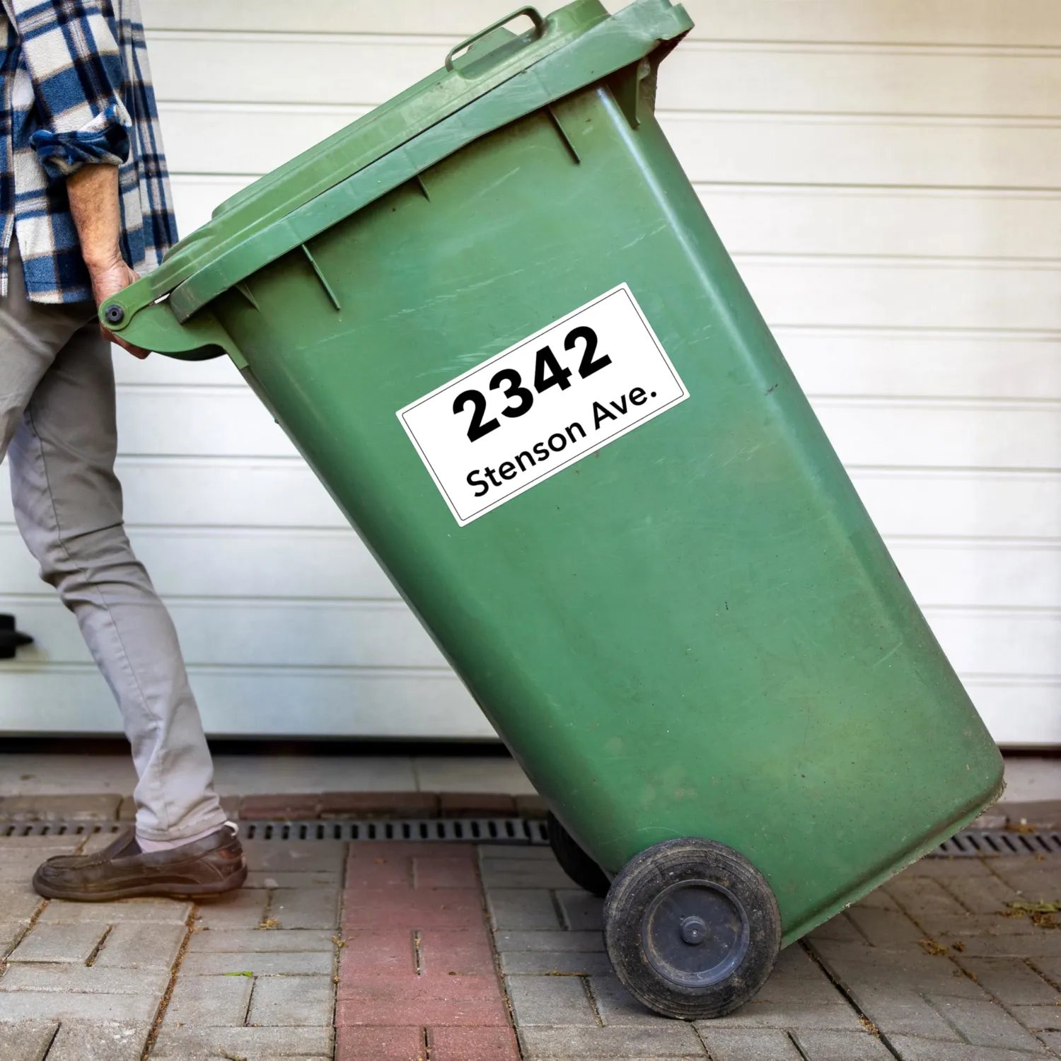 Personalized Trash Can Stickers - Custom Garbage, Recycle and Yard Waste Container Labels for Address, House Number and Street Name