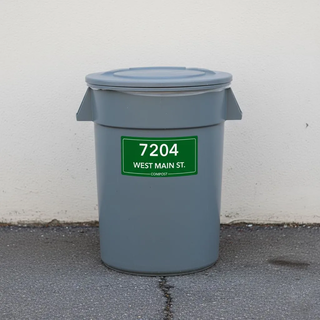 Custom Number Stickers for Trash Can - Personalized Address Garbage Bin and Container Decals for Yard Waste, Compost, Trash, and Recycle