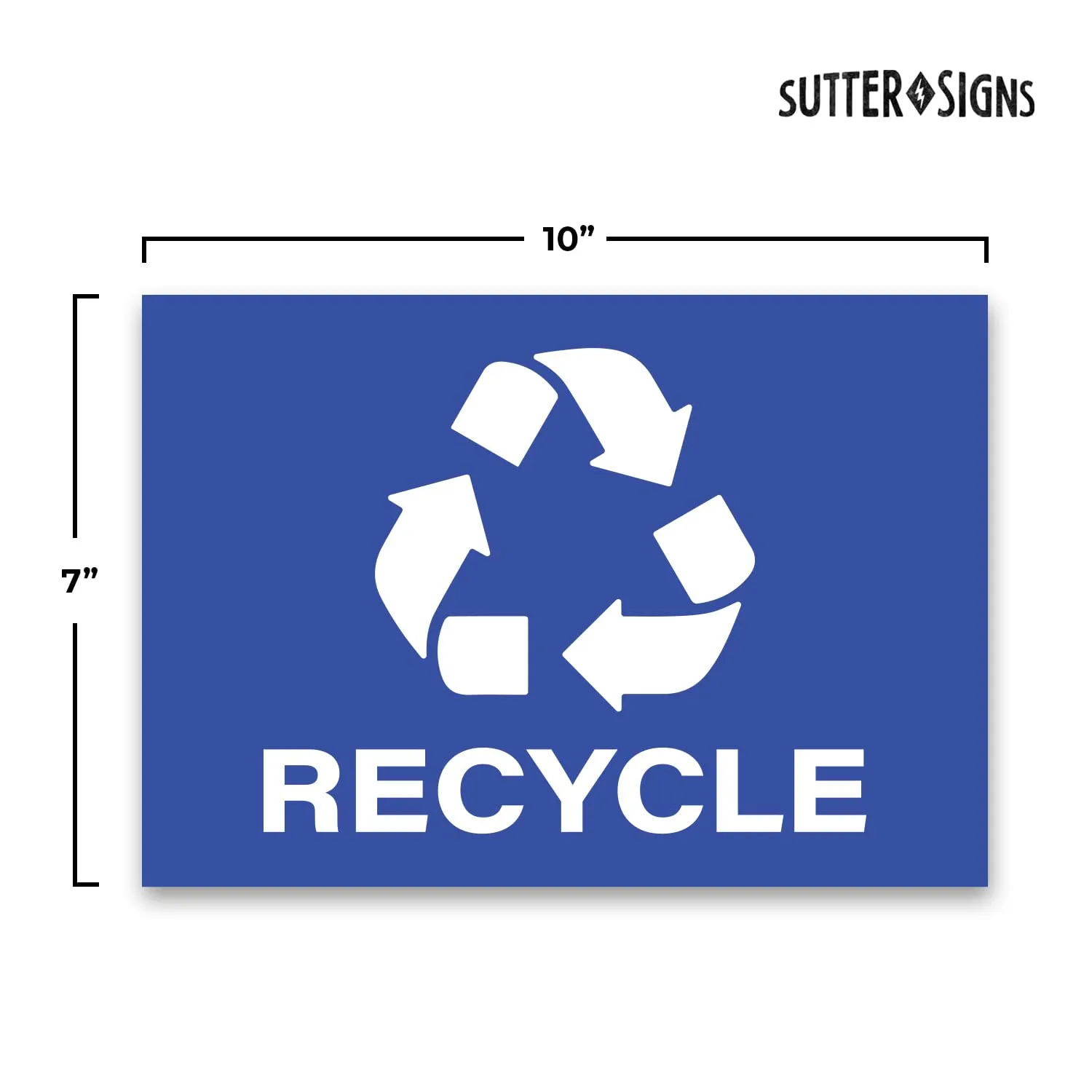 Recycle Stickers, Self Adhesive Weatherproof Vinyl Stickers, Blue, 7" x 10" (Pack of 4)