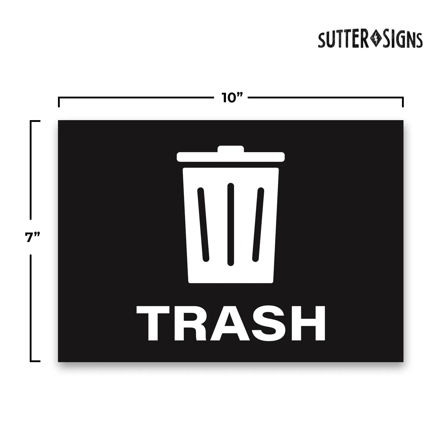 Trash Stickers, Self Adhesive Weatherproof Vinyl Stickers, Black, 7" x 10" (Pack of 4)