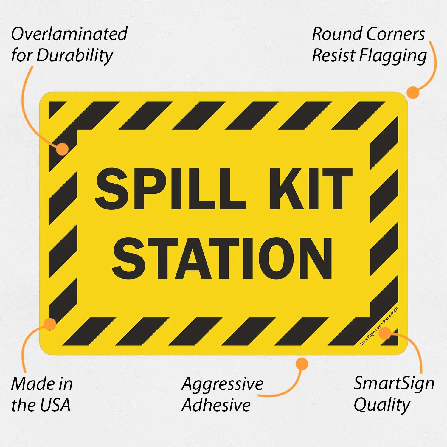 SmartSign - LB-1495-EU-14 "Spill Kit Station" Label | 10" x 14" Laminated Vinyl Black on Yellow