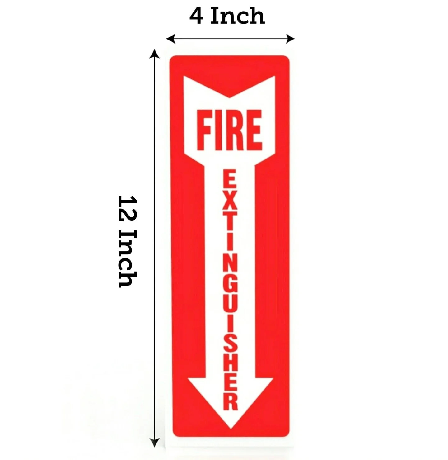 Fire Extinguisher Signs, Safety Sign Sticker - 4 Pack - 4" X 12" - 5 Mil Vinyl Bright Red and White Colors - Durable Self Adhesive, Weatherproof & UV Protected Ideal for Home, Office or Boat