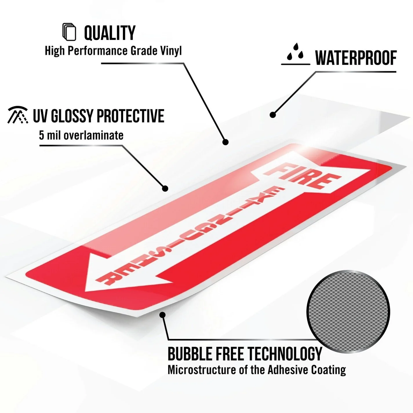 Fire Extinguisher Signs, Safety Sign Sticker - 8 Pack - 4" X 12" - 5 Mil Vinyl Bright Red and White Colors - Durable Self Adhesive, Weatherproof & UV Protected Ideal for Home, Office or Boat