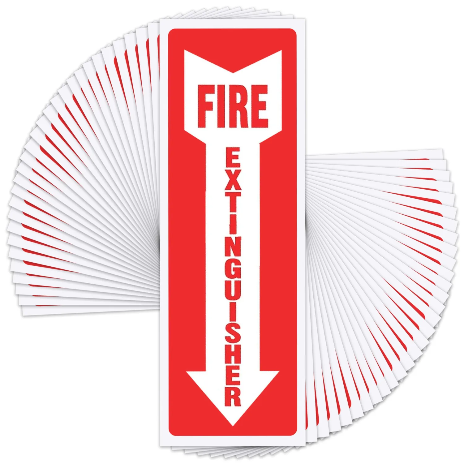 Fire Extinguisher Sign Sticker - 36 Pack - 4" X 12" - 5 Mil Vinyl - Bright Red White Colors - Durable Self Adhesive, Weatherproof, UV Protected - Ideal for Inside Office or Boat