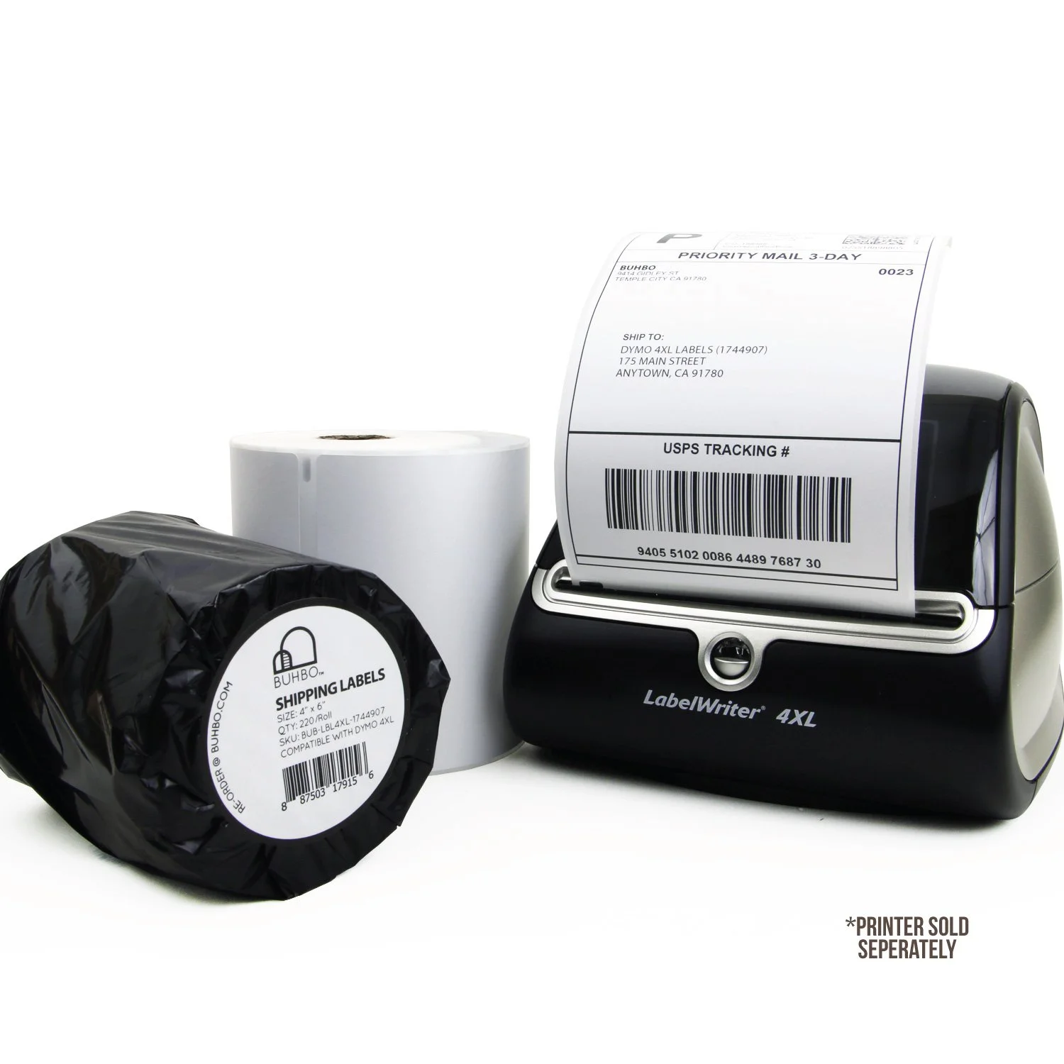 Buhbo Compatible with DYMO LabelWriter 4XL 4" x 6" Shipping Label 1744907, White (2 Pack / 220 Labels Per Roll)