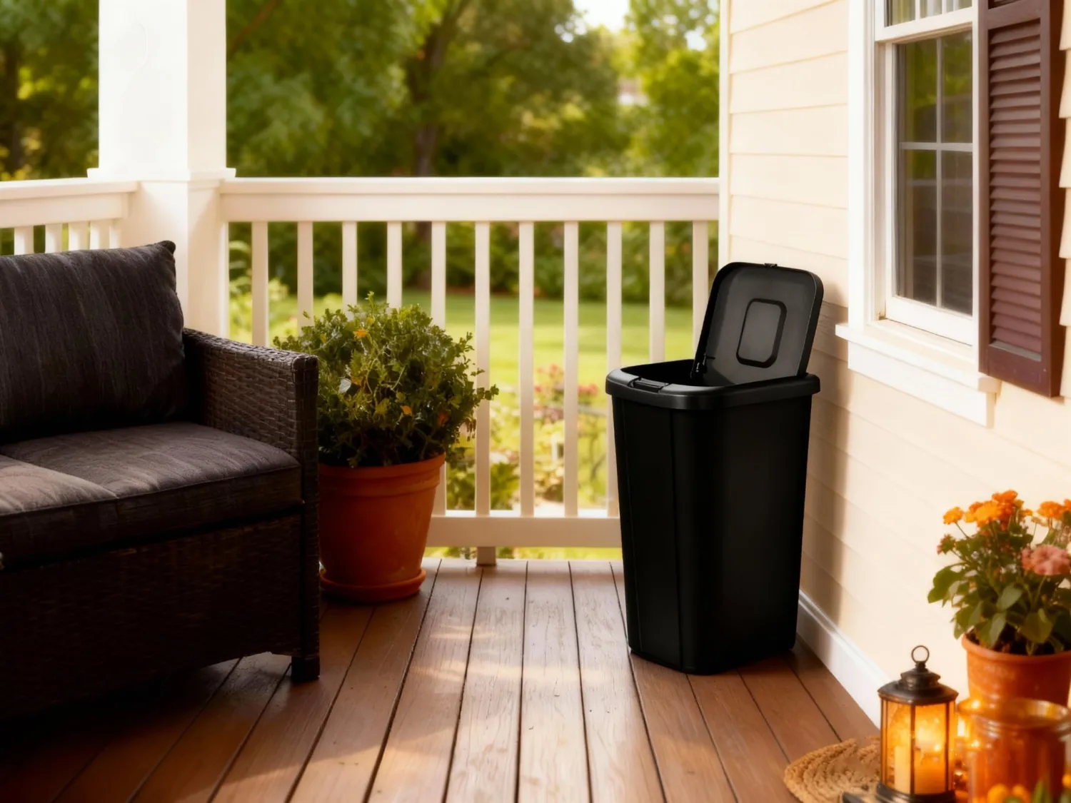 13.3 Gallon Trash Can, Plastic Touch Top Kitchen Trash Can, Black
