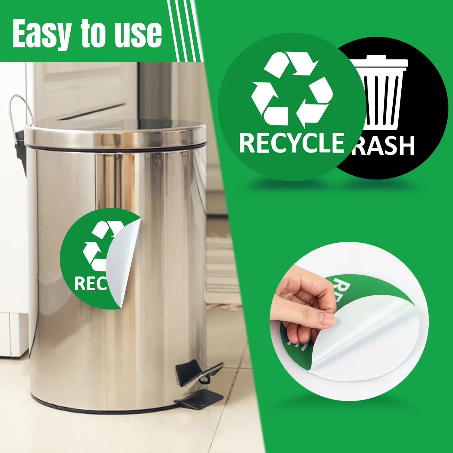 Sukh 3 pcs Recycle Stickers and 3 pcs Trash Stickers for Trash Can Sign Garbage Recycling Sticker Vinyl Perfect for Kitchen Necessity Home Essentials,Home, Work,Commercial Event,Apartment,Hotel