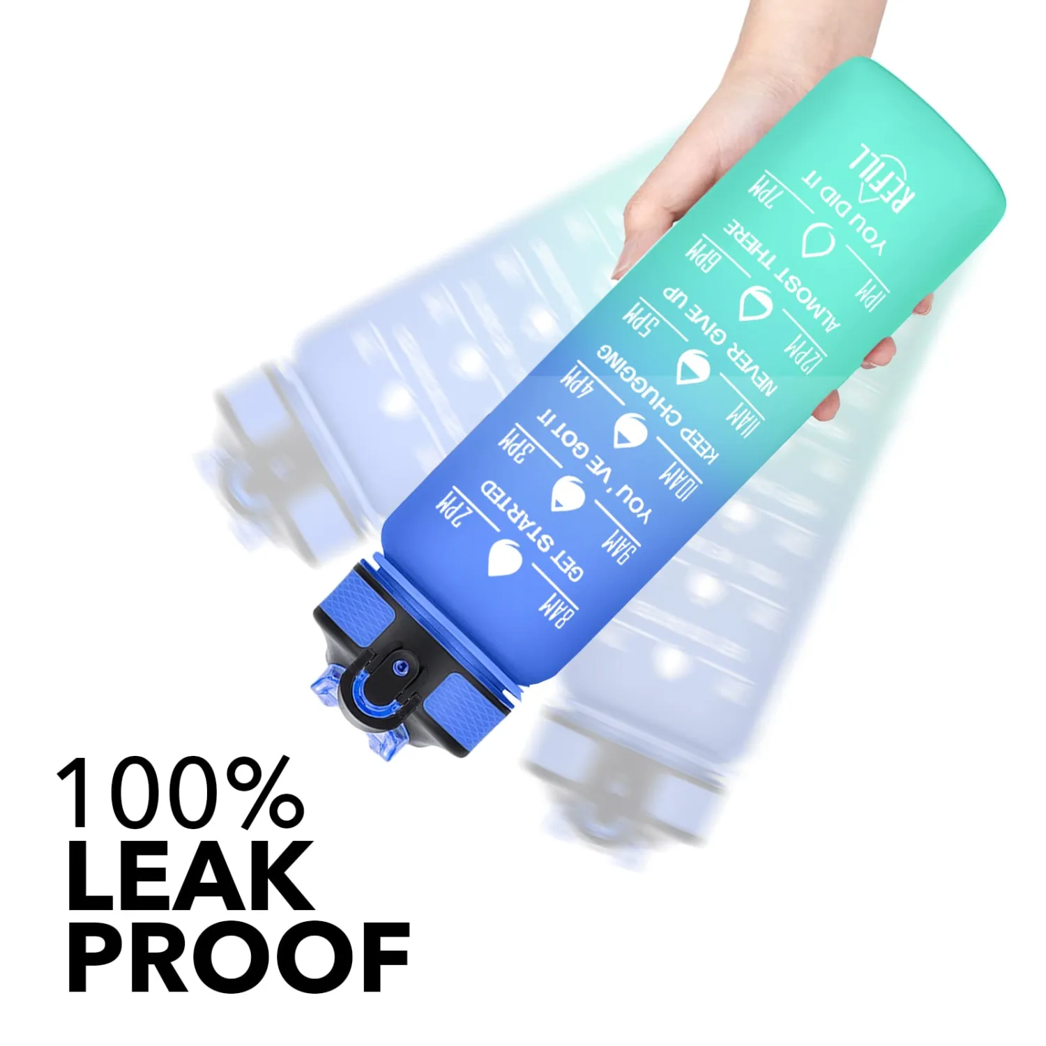 Hyeta 32 oz Water Bottles with Times to Drink and Straw, Motivational Water Bottle with Time Marker, Leakproof, Drinking Sports Water Bottle for Fitness, Gym and Outdoor
