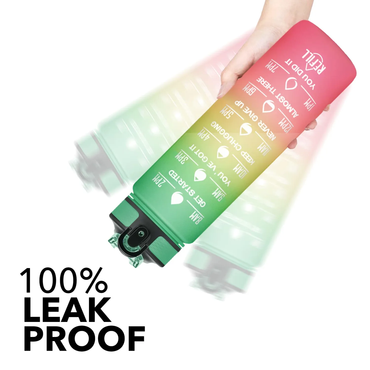 Hyeta 32 oz Water Bottles with Times to Drink and Straw, Motivational Water Bottle with Time Marker, Leakproof, Drinking Sports Water Bottle for Fitness, Gym and Outdoor