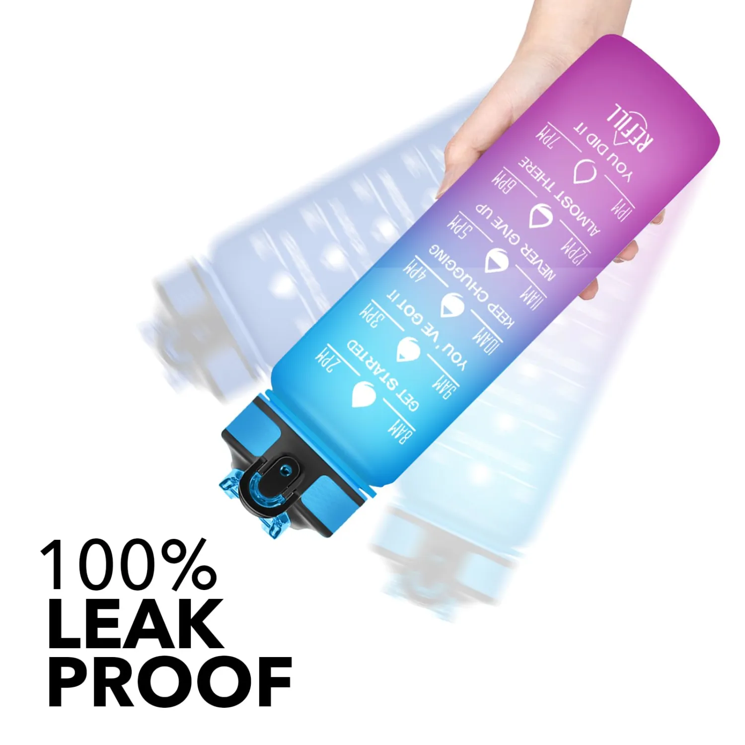 Hyeta 32 oz Water Bottles with Times to Drink and Straw, Motivational Water Bottle with Time Marker, Leakproof, Drinking Sports Water Bottle for Fitness, Gym and Outdoor