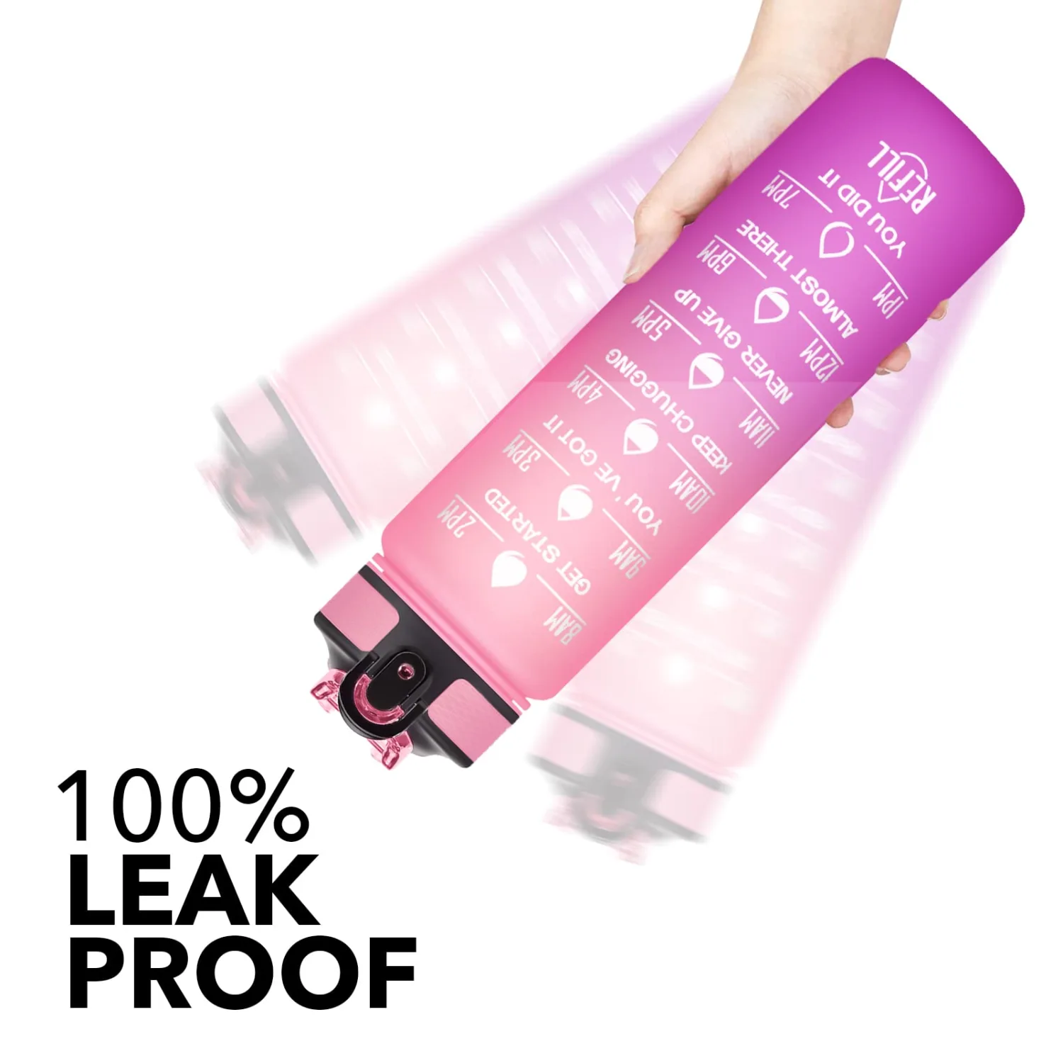 Hyeta 32 oz Water Bottles with Times to Drink and Straw, Motivational Water Bottle with Time Marker, Leakproof, Drinking Sports Water Bottle for Fitness, Gym and Outdoor