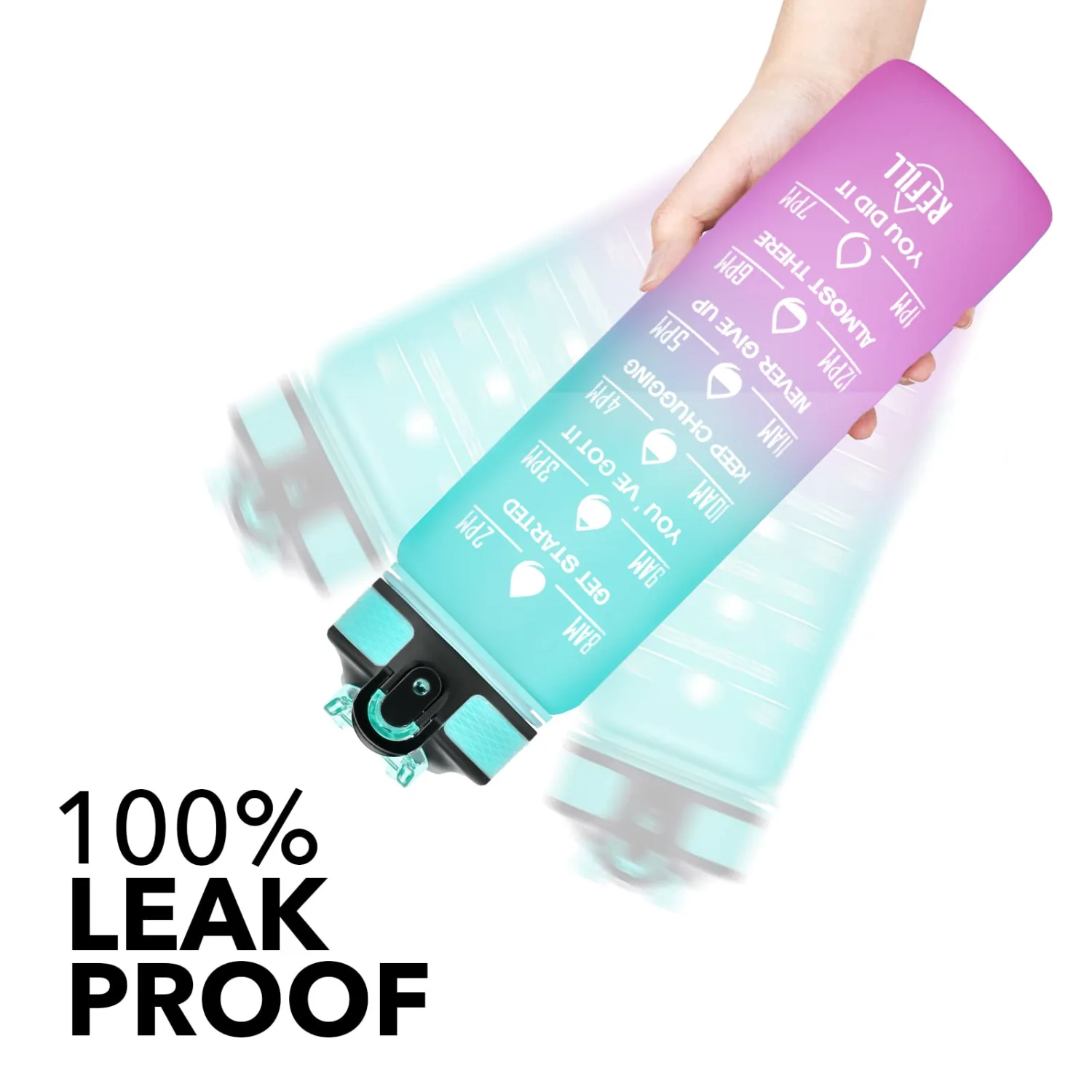 Hyeta 32 oz Water Bottles with Times to Drink and Straw, Motivational Water Bottle with Time Marker, Leakproof, Drinking Sports Water Bottle for Fitness, Gym and Outdoor