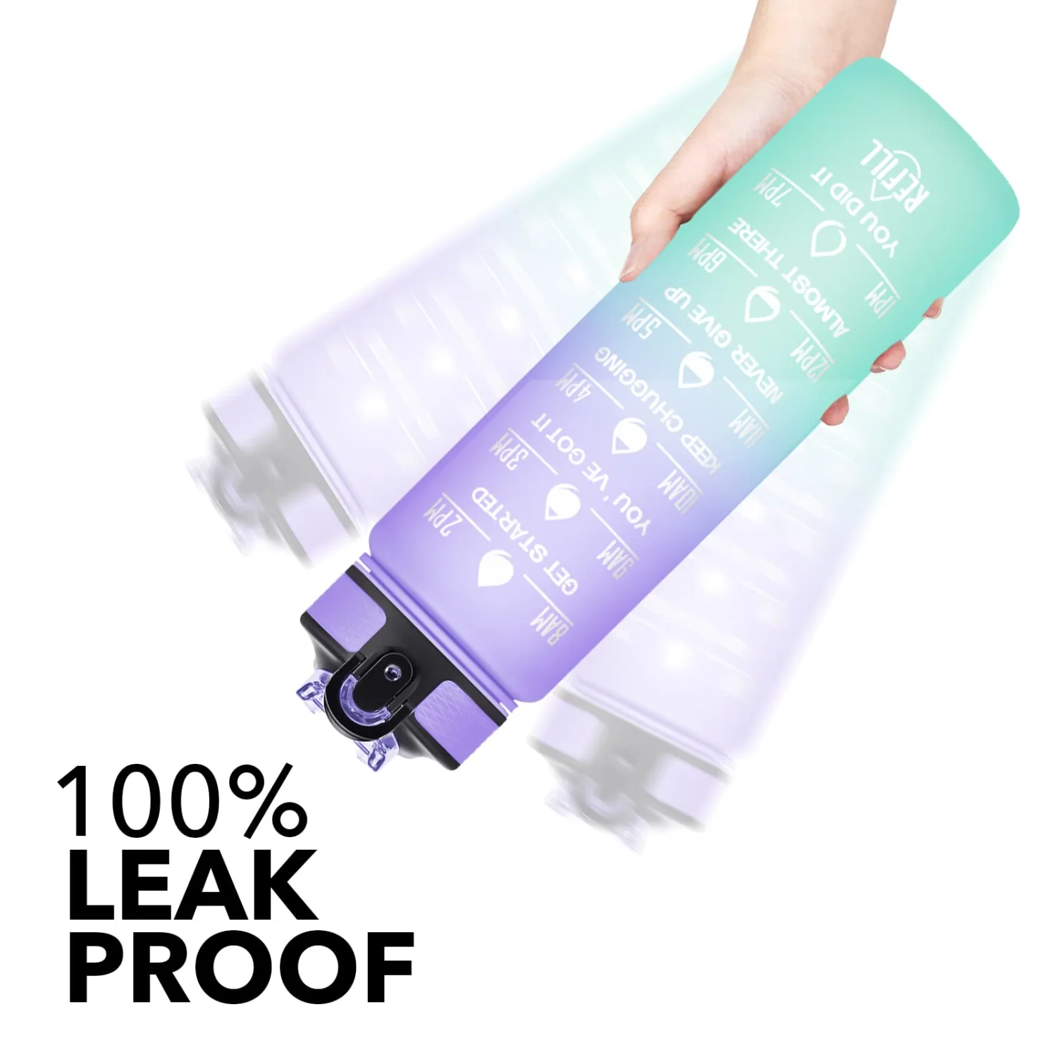 Hyeta 32 oz Water Bottles with Times to Drink and Straw, Motivational Water Bottle with Time Marker, Leakproof, Drinking Sports Water Bottle for Fitness, Gym and Outdoor