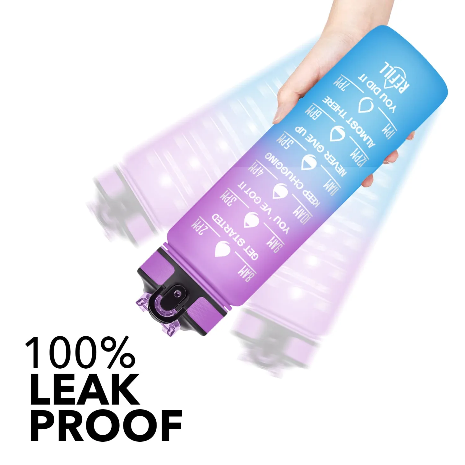 Hyeta 32 oz Water Bottles with Times to Drink and Straw, Motivational Water Bottle with Time Marker, Leakproof, Drinking Sports Water Bottle for Fitness, Gym and Outdoor