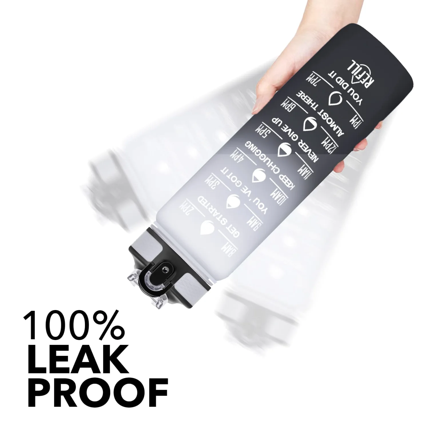 Hyeta 32 oz Water Bottles with Times to Drink and Straw, Motivational Water Bottle with Time Marker, Leakproof, Drinking Sports Water Bottle for Fitness, Gym and Outdoor