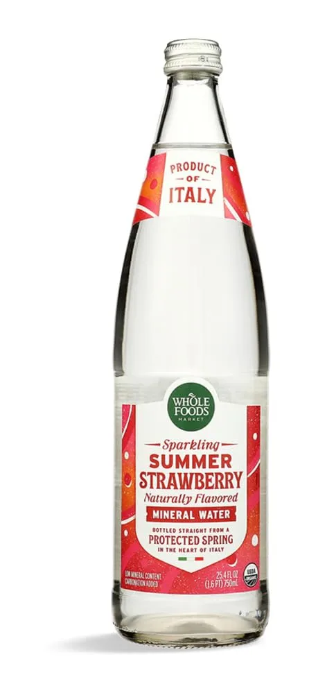 WHOLE FOODS MARKET Organic Strawberry Italian Sparkling Mineral Water, 25.3 FZ