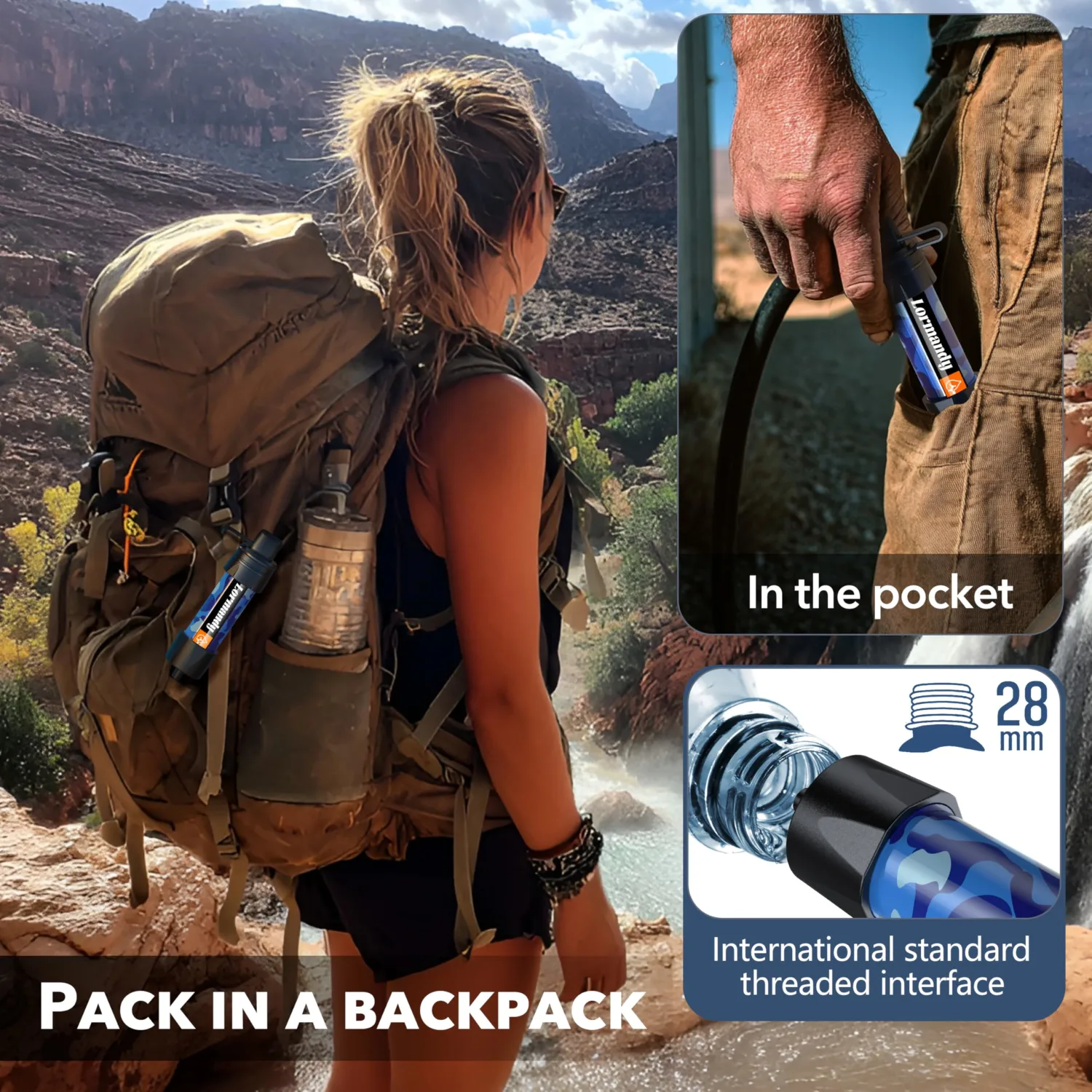 Straw Water Filter, Portable Water Filtration System Water Purifier, Personal Outdoor Emergency Survival Gear for Hiking Travel Camping Accessories Emergency Preparedness Outdoor Activities
