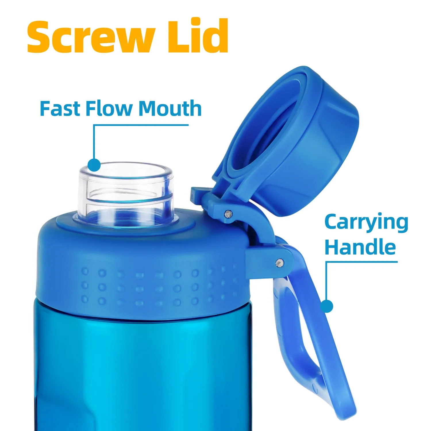 OLDLEY Water Bottles 20oz BPA Free Tritan Water Bottle with Carry Handle and Spout Lid, Leakproof Kids Water Bottle for Home,Travel, School, Outdoors, Blue