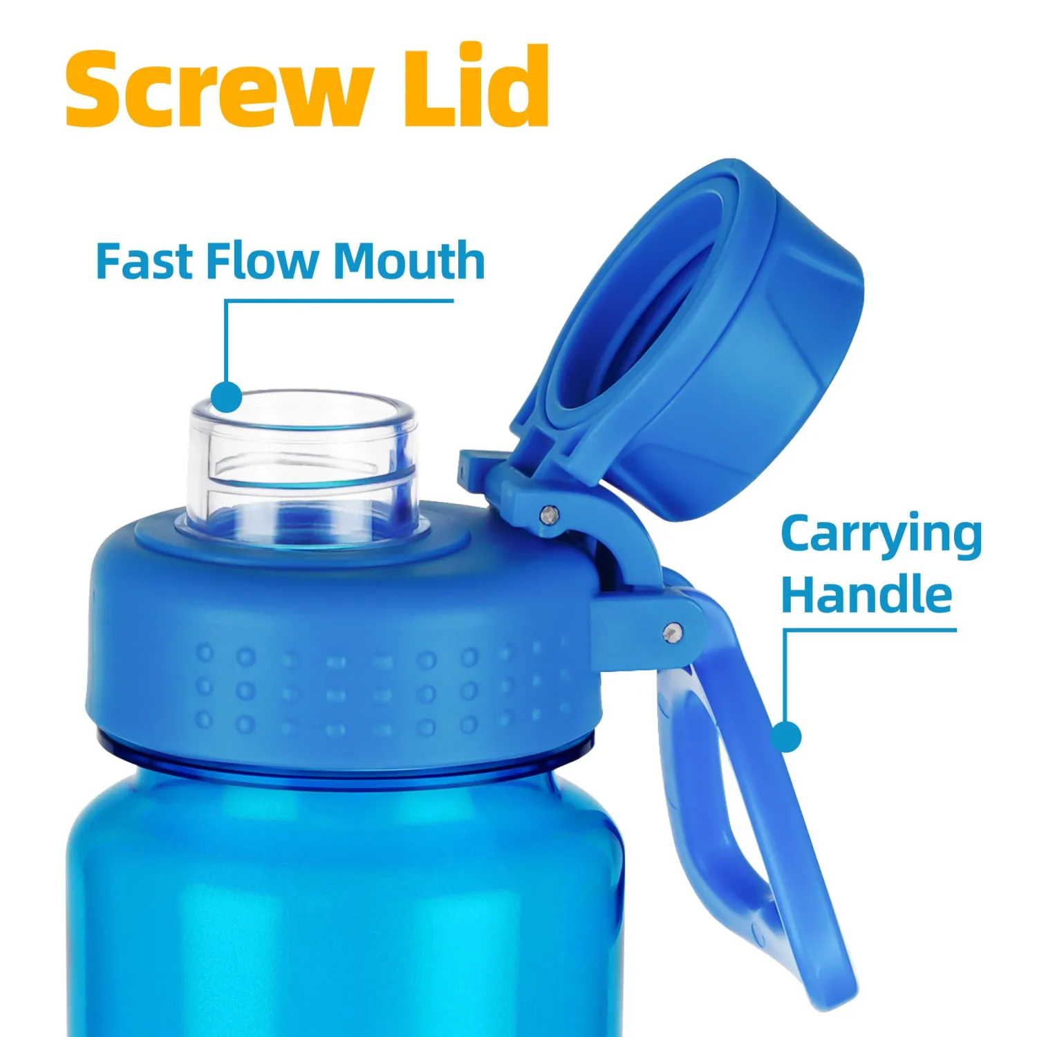 OLDLEY 32 oz Water Bottle, Sports Tritan Water Bottle with Carry Handle and Spout Lid, Leakproof & BPA Free Large Water Bottles for Home,Travel, School, Outdoors, Gym,Blue