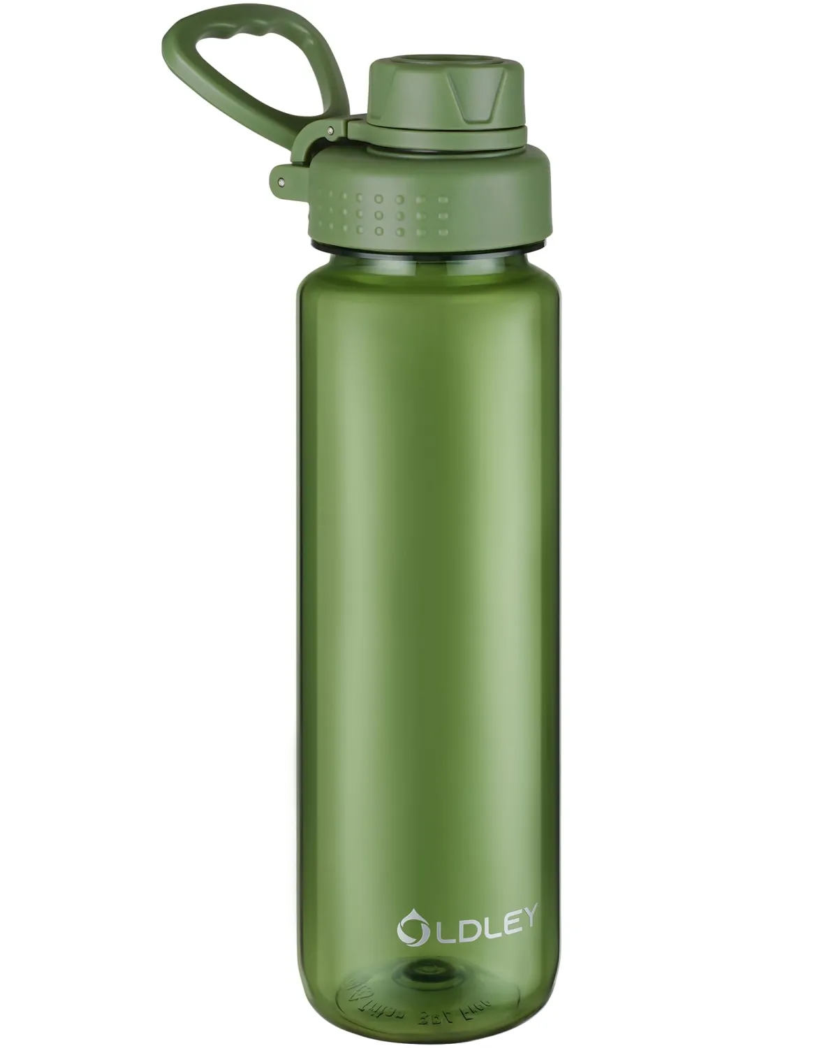 OLDLEY 32 oz Water Bottle, Sports Tritan Water Bottle with Carry Handle and Spout Lid, Leakproof & BPA Free Large Water Bottles for Home,Travel, School, Outdoors, Gym, Olive Green
