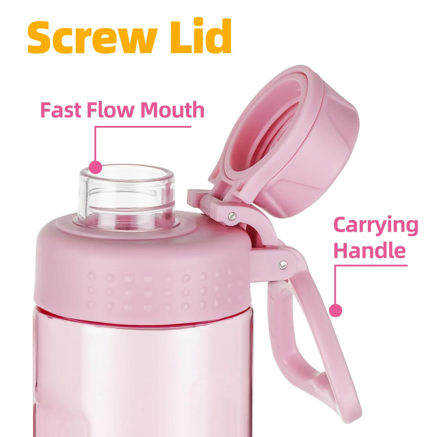 OLDLEY Water Bottles 20oz BPA Free Tritan Water Bottle with Carry Handle and Spout Lid, Leakproof Kids Water Bottle for Home,Travel, School, Outdoors,Pink