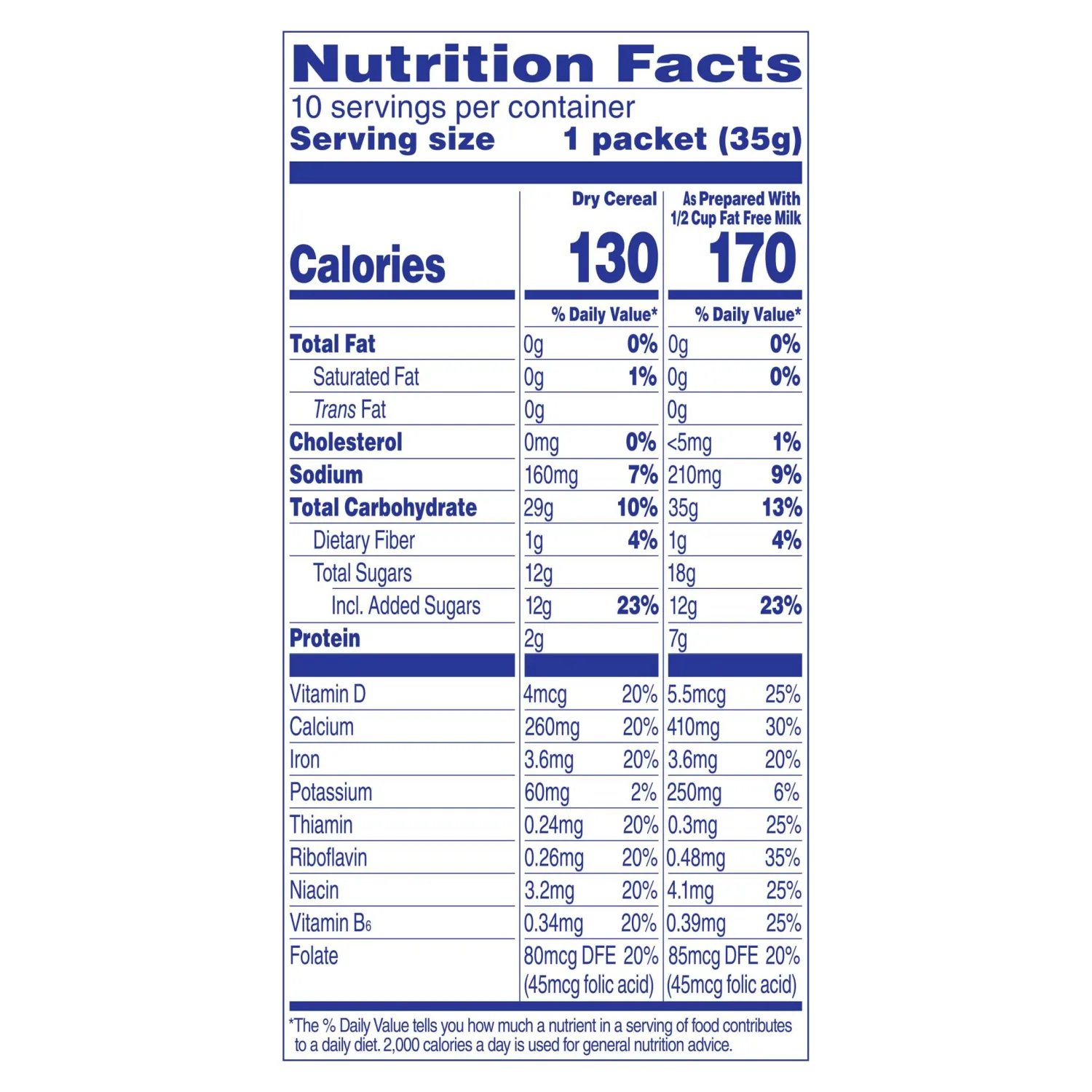 Cream of Wheat Instant Hot Cereal, Cocoa, 1.23 Ounce, 10 Packets
