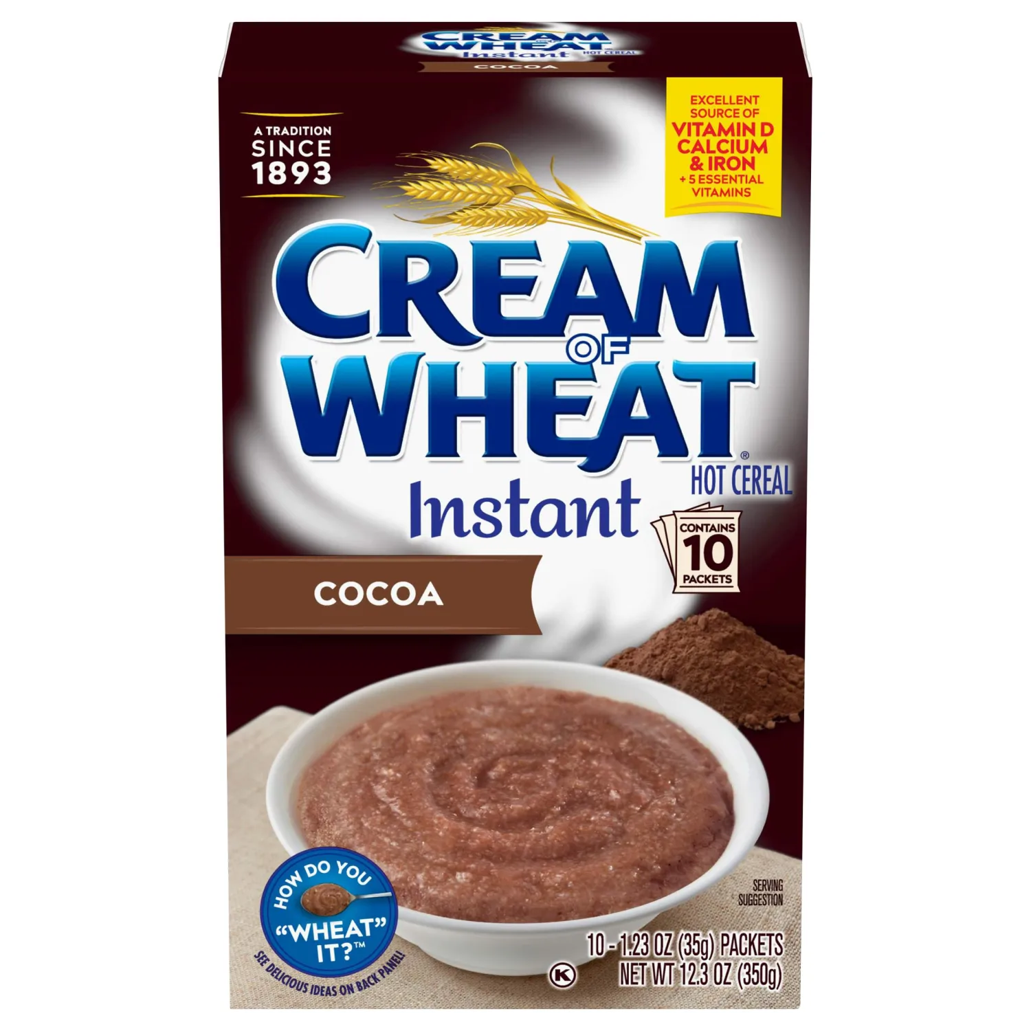 Cream of Wheat Instant Hot Cereal, Cocoa, 1.23 Ounce, 10 Packets