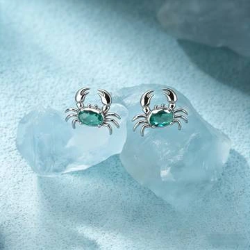 Women's Cute Crab Earrings Silver Color