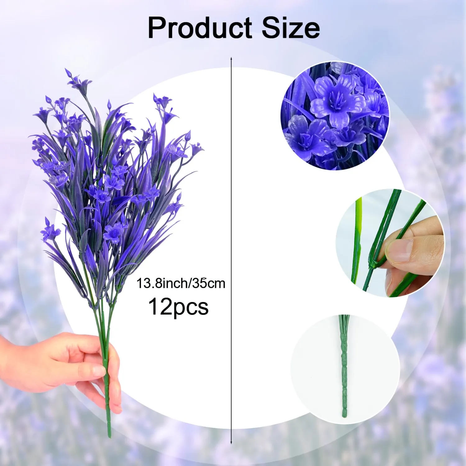 12 Bundles Artificial Flowers Fake Bouquets for Outdoor Planters, UV Resistant Faux Floral, Realistic Purple Flowers for Home Garden, Porch Decor