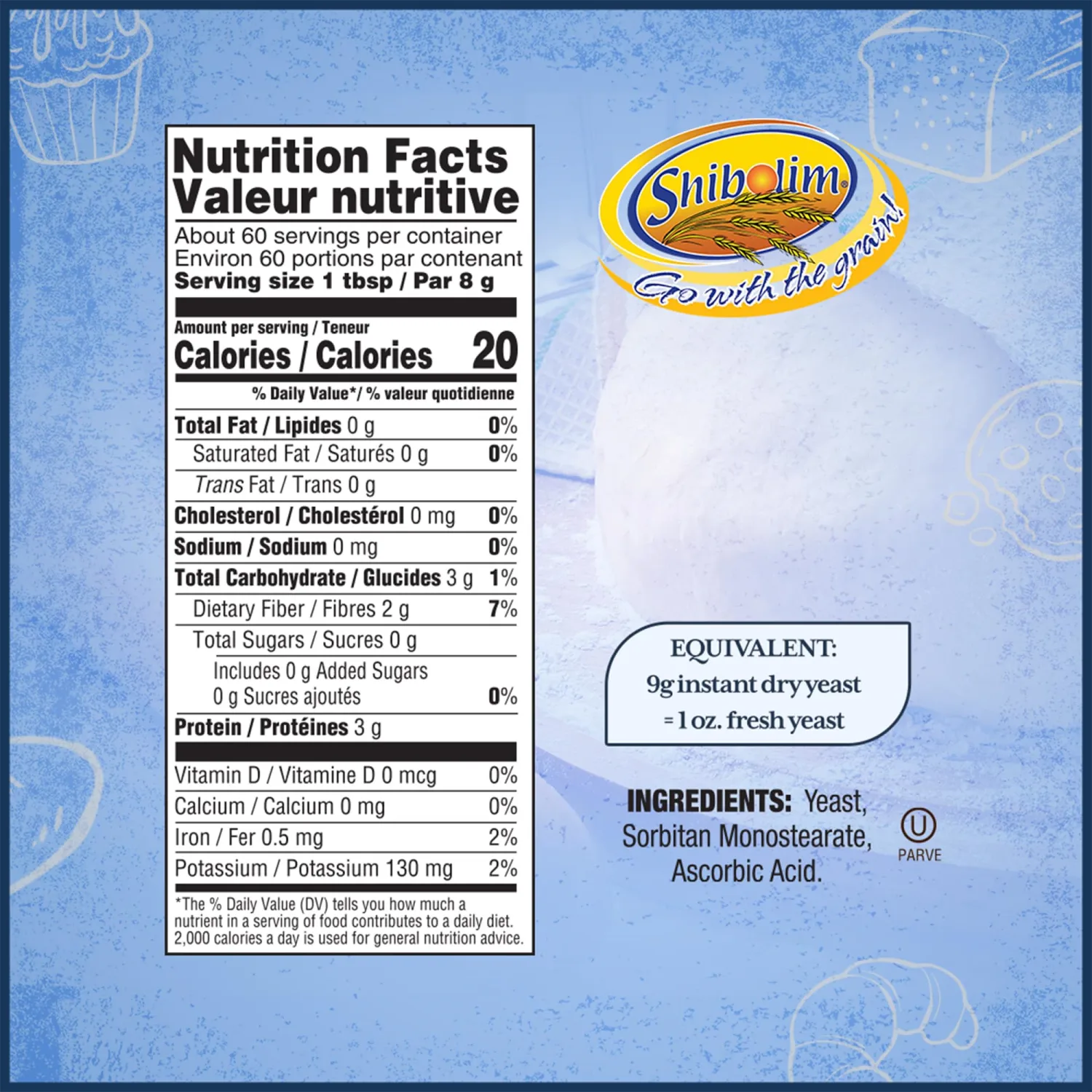 Shibolim Instant Dry Yeast, 1.1 lb | Fast-Rising Yeast for Rapid Rise | Great for Challah, Bread, Pizza & More | Kosher | Vacuum-Sealed