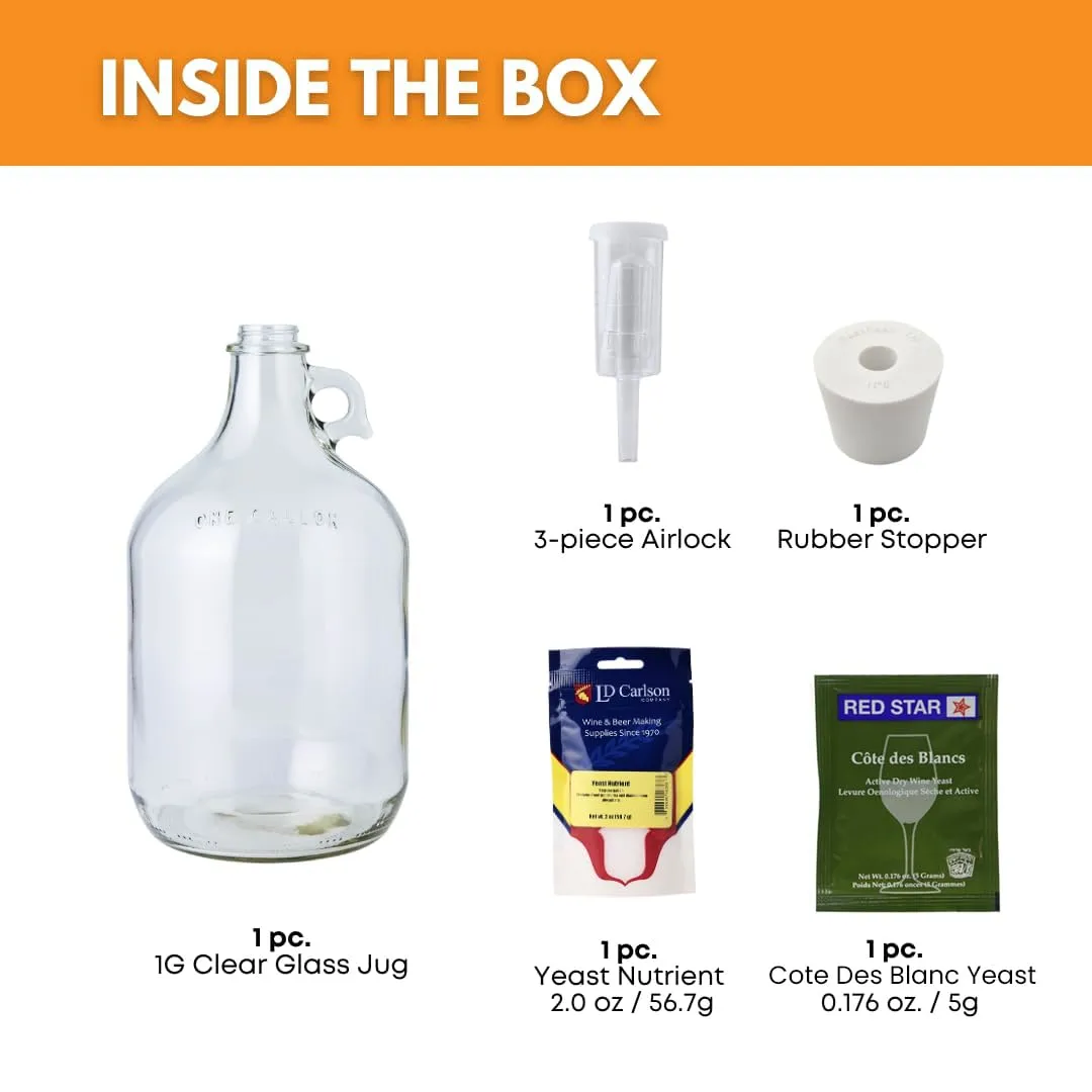 FastRack - Shepherd Made Mead Making Kit - 1 Gallon Jug Fermentation Set with Clear Glass Fermentation Jar, 3pc Airlocks, Rubber Stopper, Yeast Nutrient & Mead Yeast for Home Brewing