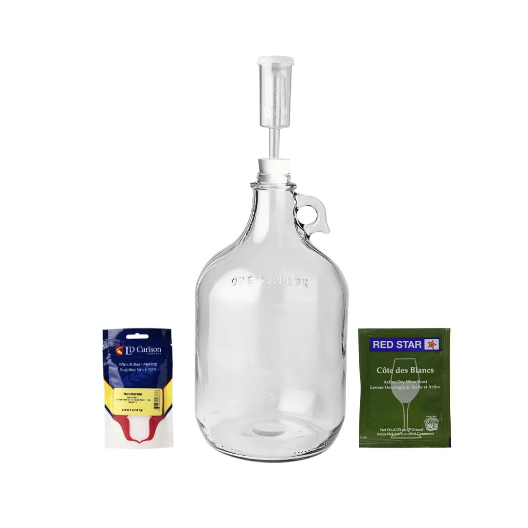 FastRack - Shepherd Made Mead Making Kit - 1 Gallon Jug Fermentation Set with Clear Glass Fermentation Jar, 3pc Airlocks, Rubber Stopper, Yeast Nutrient & Mead Yeast for Home Brewing