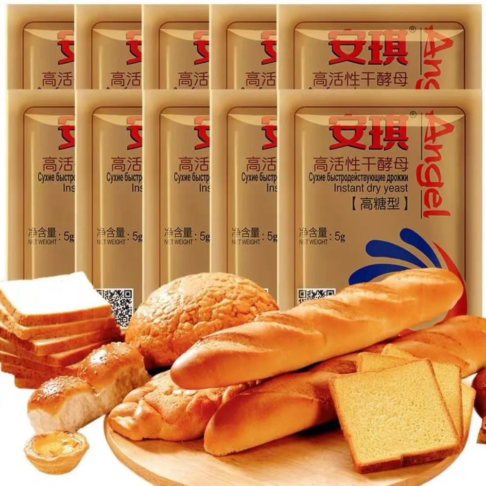 Instand dry Yeast, Angel, Mantou and steamed stuffed bun fermentation powder, Quick Rapid Rise Leavening Agent for Pastries,1.76ounce (5g * 10 bags) 安琪耐高糖酵母