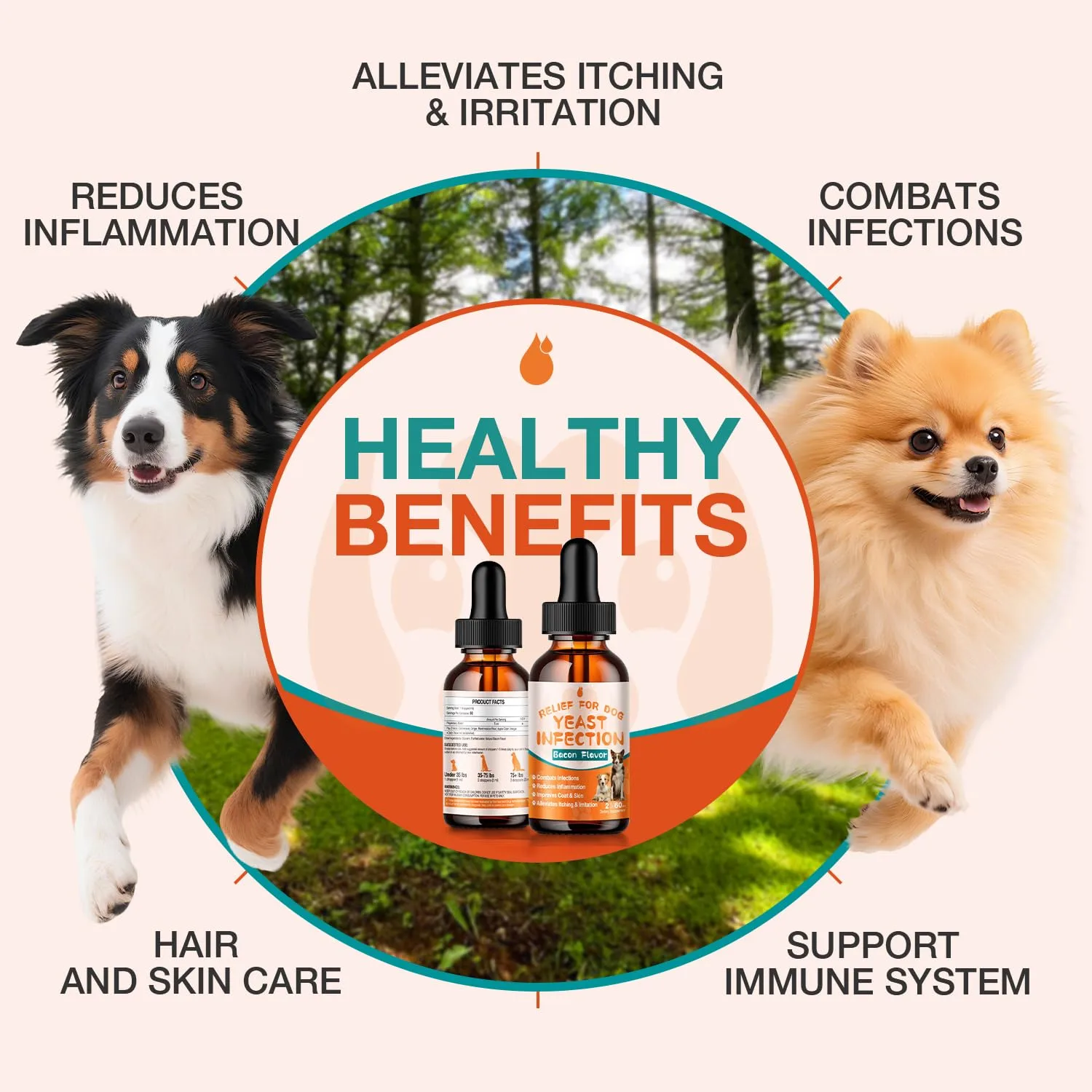 Dog Yeast Infection Treatment - 60ml Yeast Infection Drops for Dogs | Dog Yeast Treatment for Ear, Paw & Skin Itch Relief, Natural Herbal Supplement