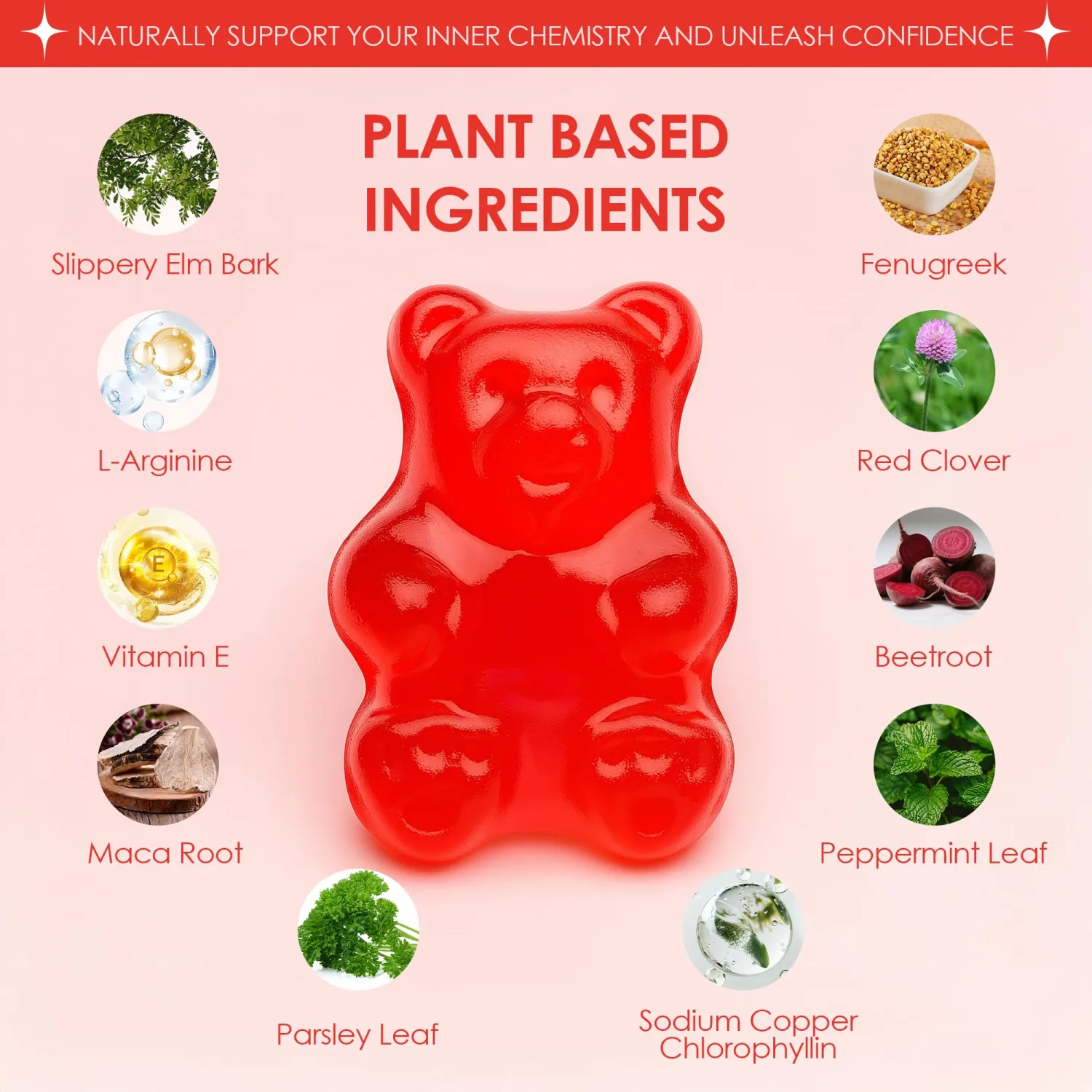 Pheromone Gummies for Women – Supports Inner Balance, Confidence & Social Vibe – Vegan, Non-GMO, Gluten-Free, Strawberry Flavor, 60 Gummies (1)