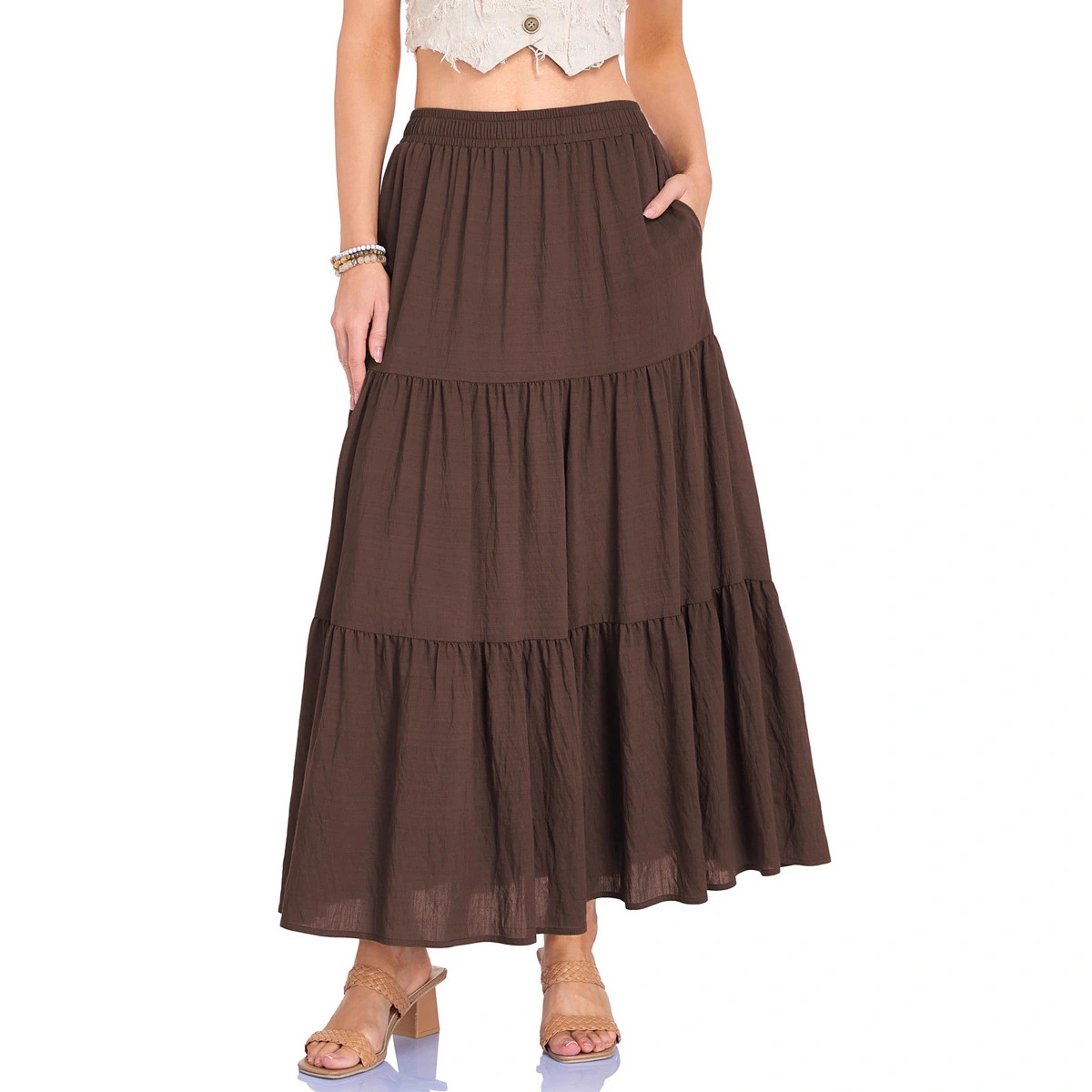 Pocket Skirt High Waisted Elastic Band For Casual Ladies