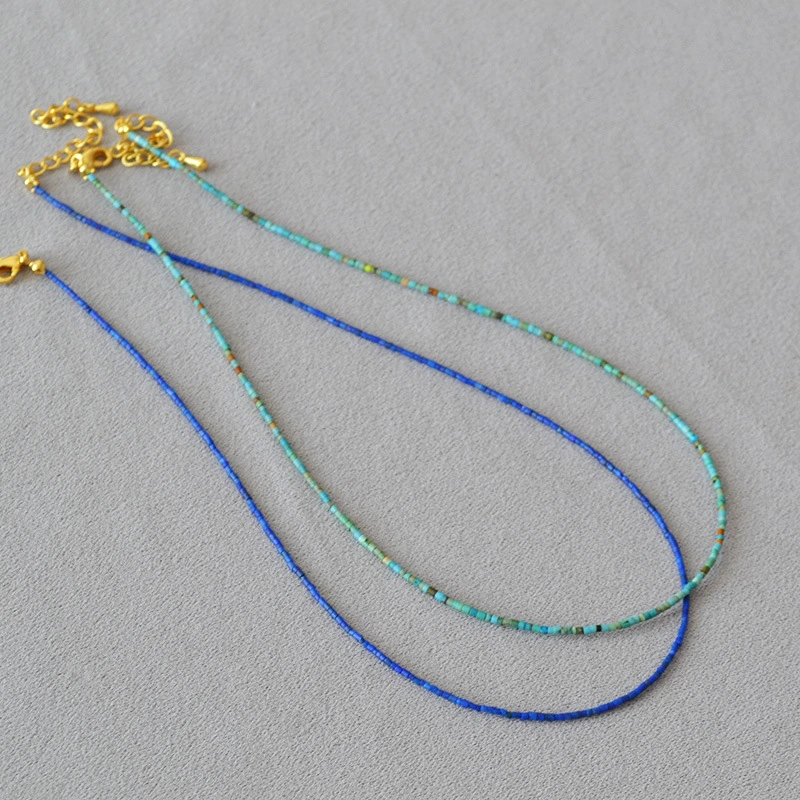 French-style Minimalist Retro Lapis Lazuli Turquoise Clavicle Necklace For Women