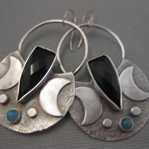 Retro Moon Women's Statement Earrings
