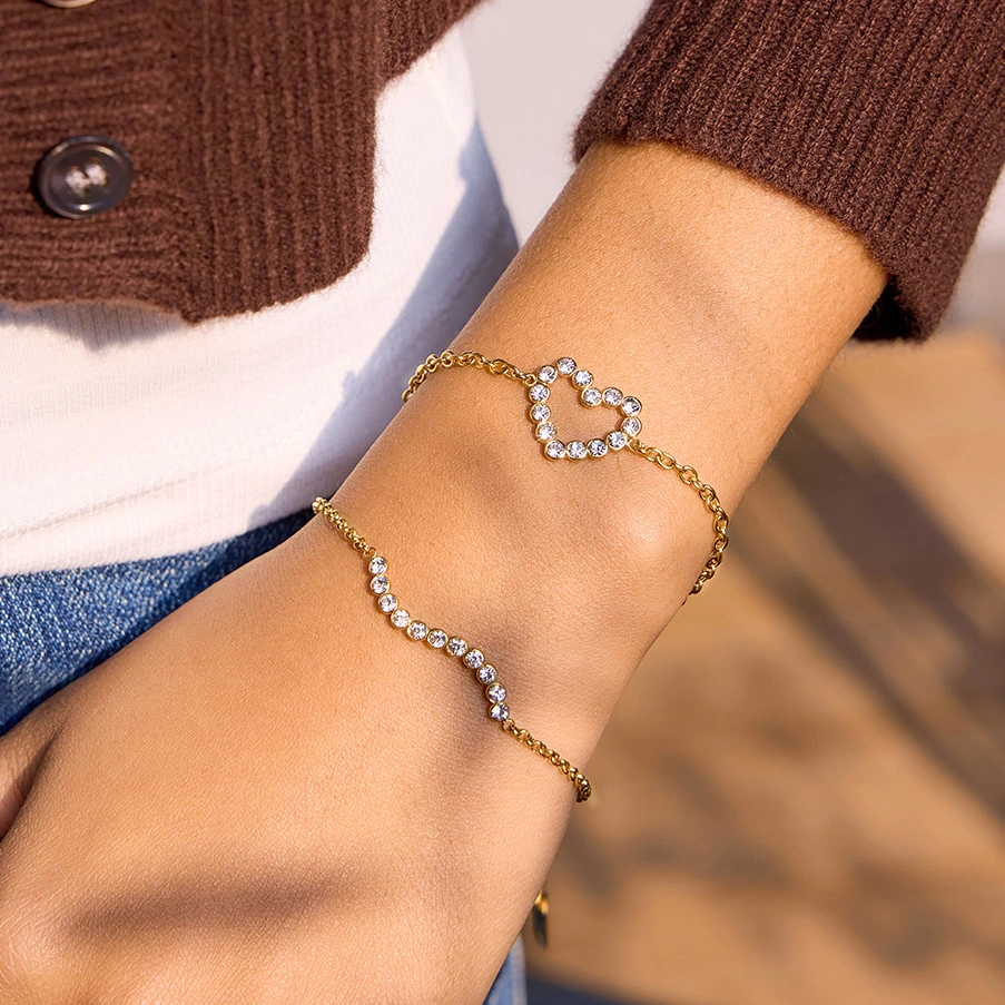 Stainless Steel Rhinestone Love Bracelet
