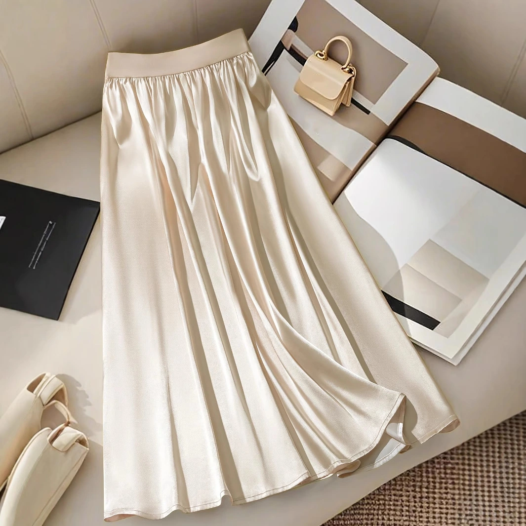 Elegant Womens Mid-Waist Patchwork Skirt With Bow Decoration